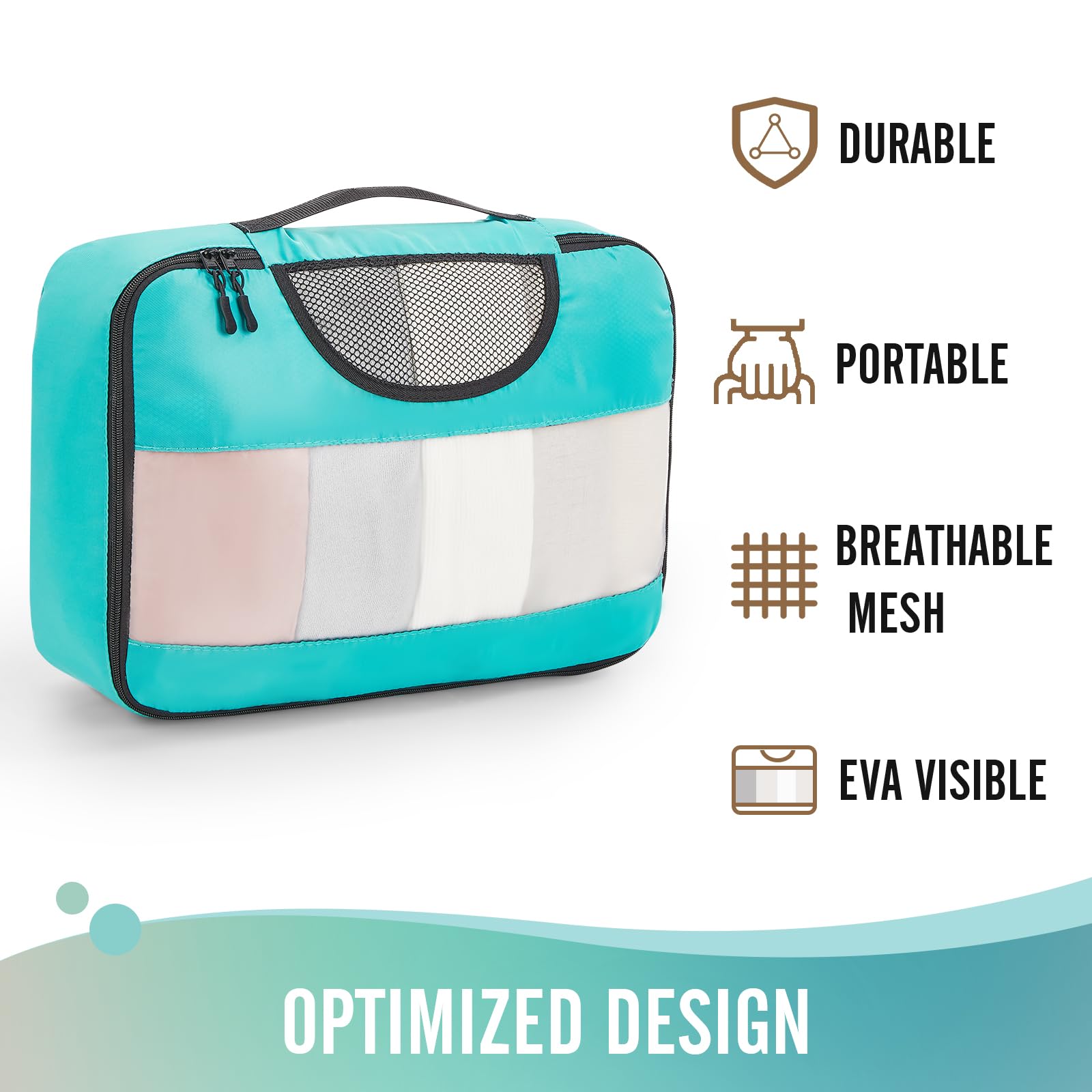 Veken Packing Cubes | 6 Set | Cyan - aborderproducts