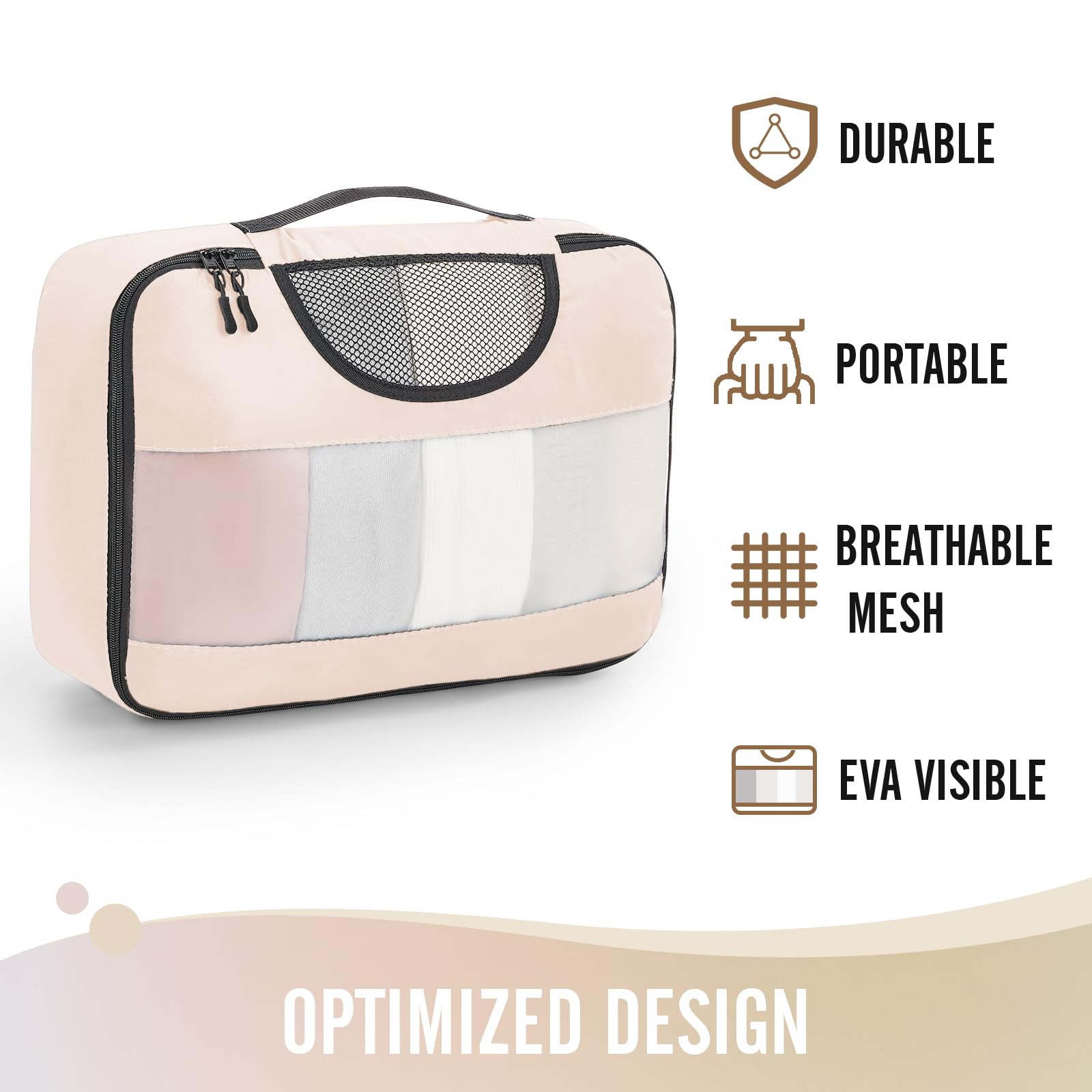 Veken Packing Cubes | 6 Set | Cream - aborderproducts