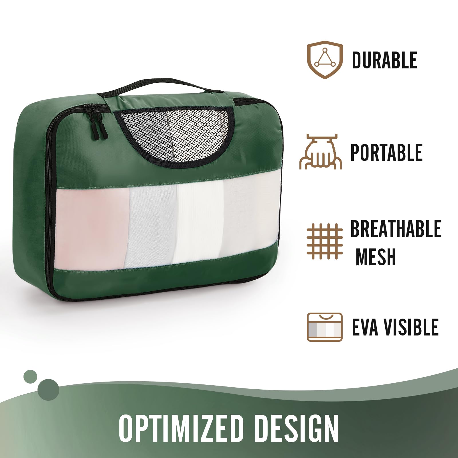 Veken Packing Cubes | 6 Set | Olive Green - aborderproducts