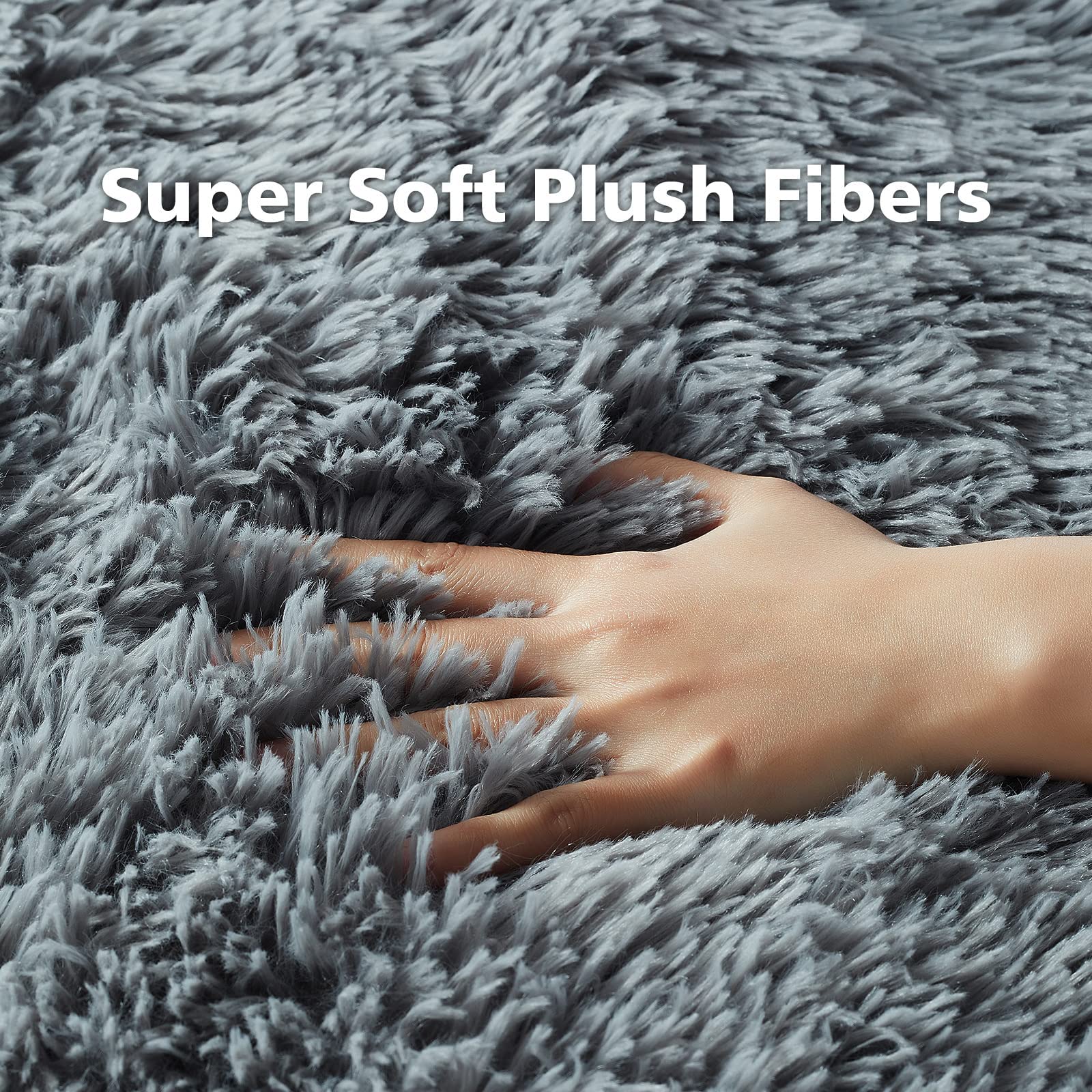 Ophanie Upgrade Fluffy Shaggy Soft Area Rug | Dark Grey 2x3 - aborderproducts