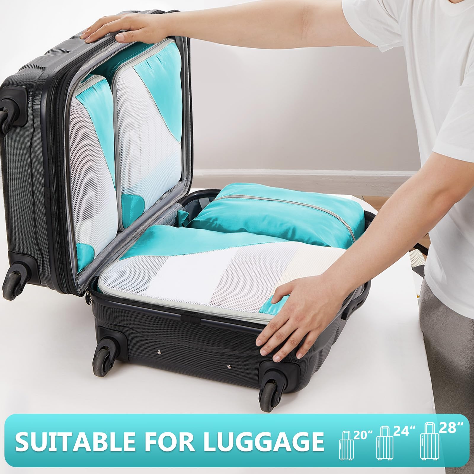 OlarHike | Packing Cubes | 8 Sets | Turquoise - aborderproducts