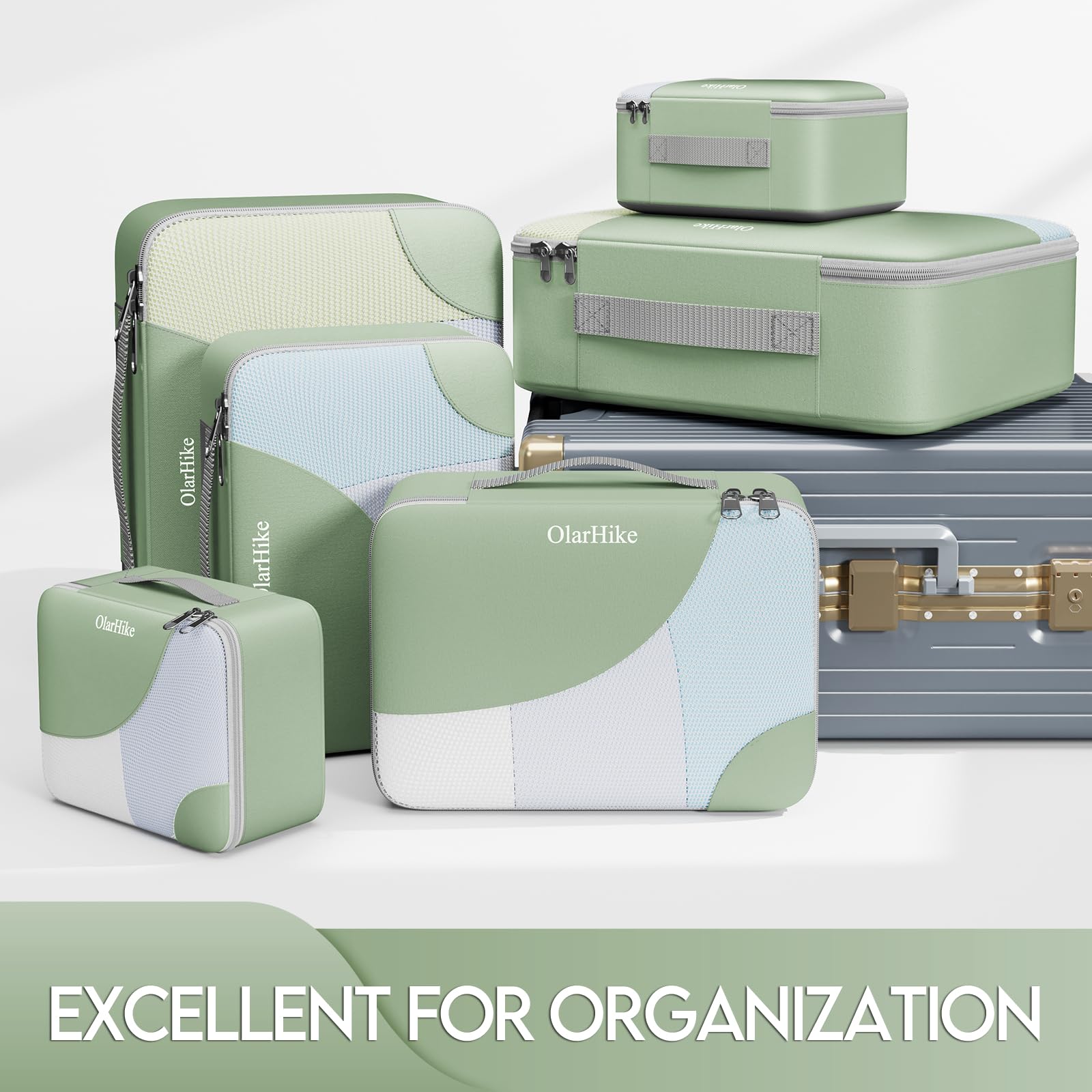OlarHike Packing Cubes | Set Of 6 | Matcha Green - aborderproducts