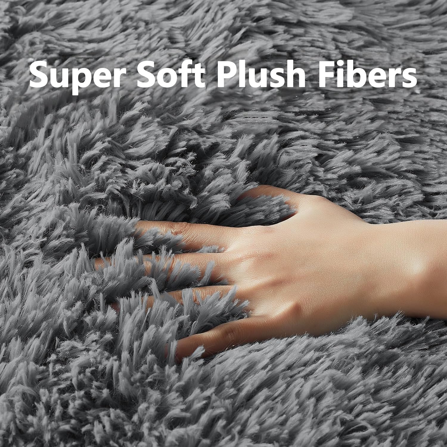 Ophanie Upgrade Fluffy Shaggy Soft Area Rug | Dark Grey 6x9 - aborderproducts