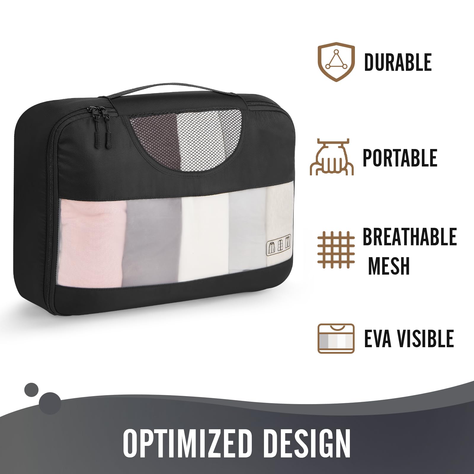 Veken Packing Cubes | 6 Set | Jet Black - aborderproducts