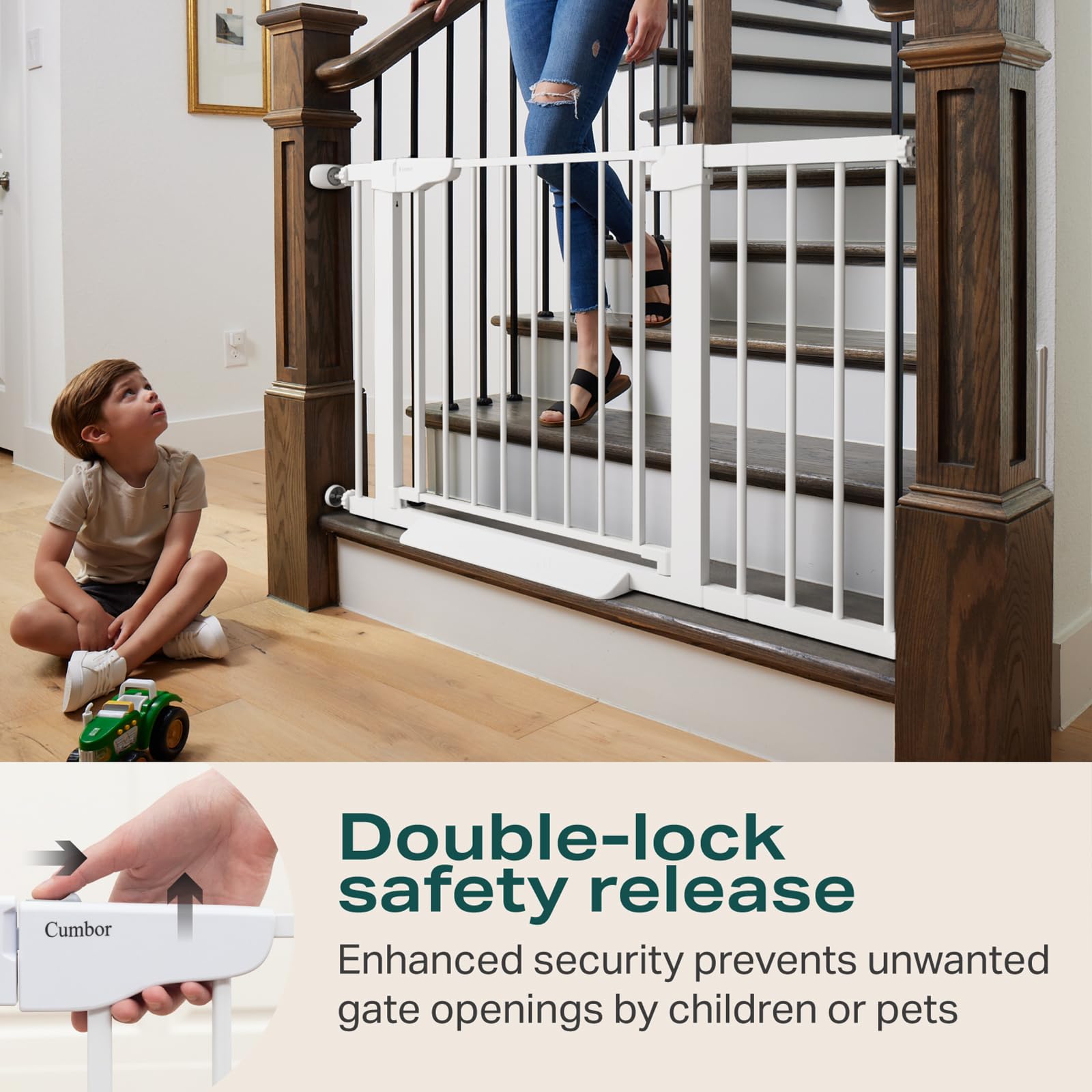 CUMBOR | SAFETY GATE | 29.7-46"W x 30.5"H | White - aborderproducts