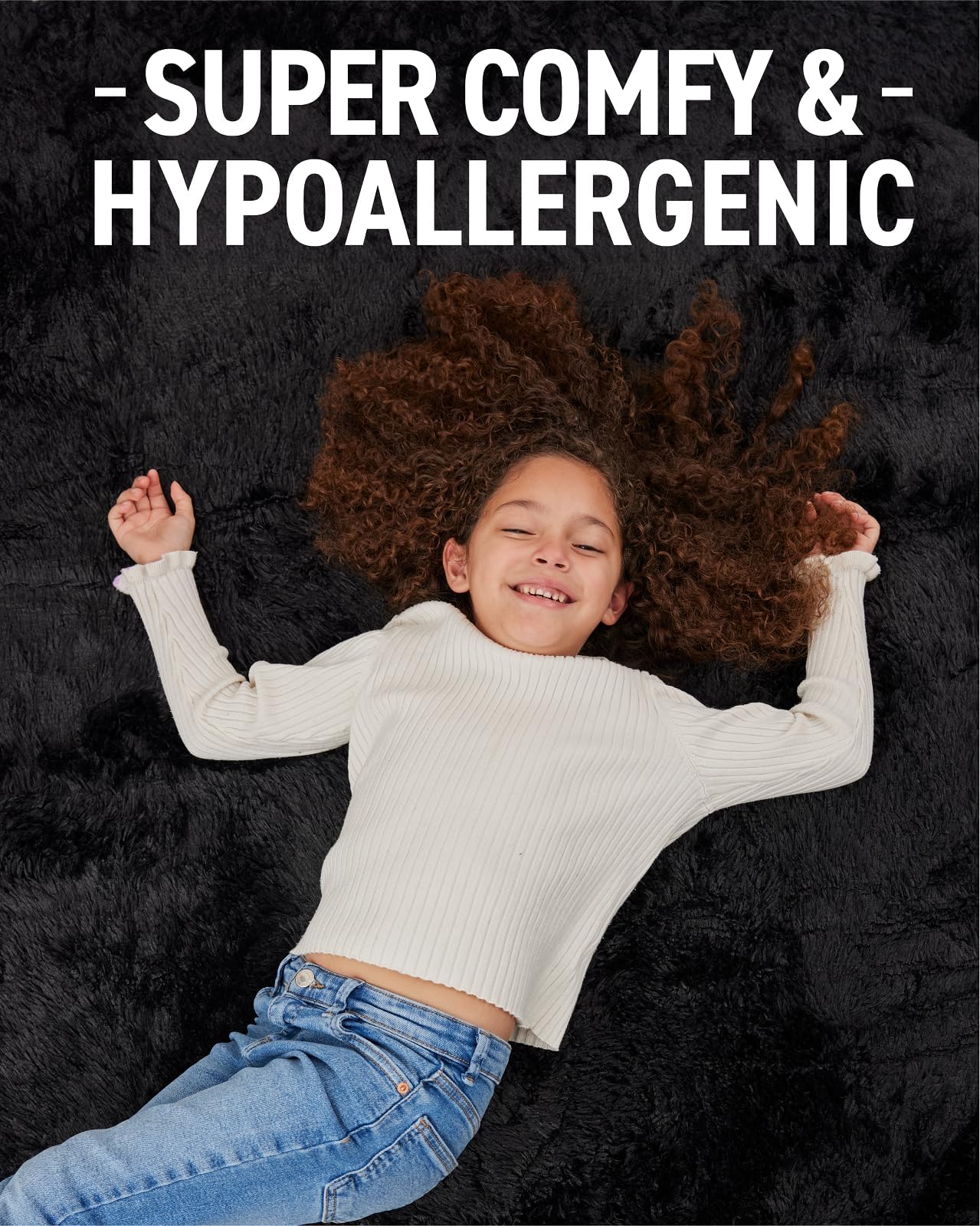 Ophanie Upgrade Fluffy Shaggy Soft Area Rug | Black 8x10 - aborderproducts