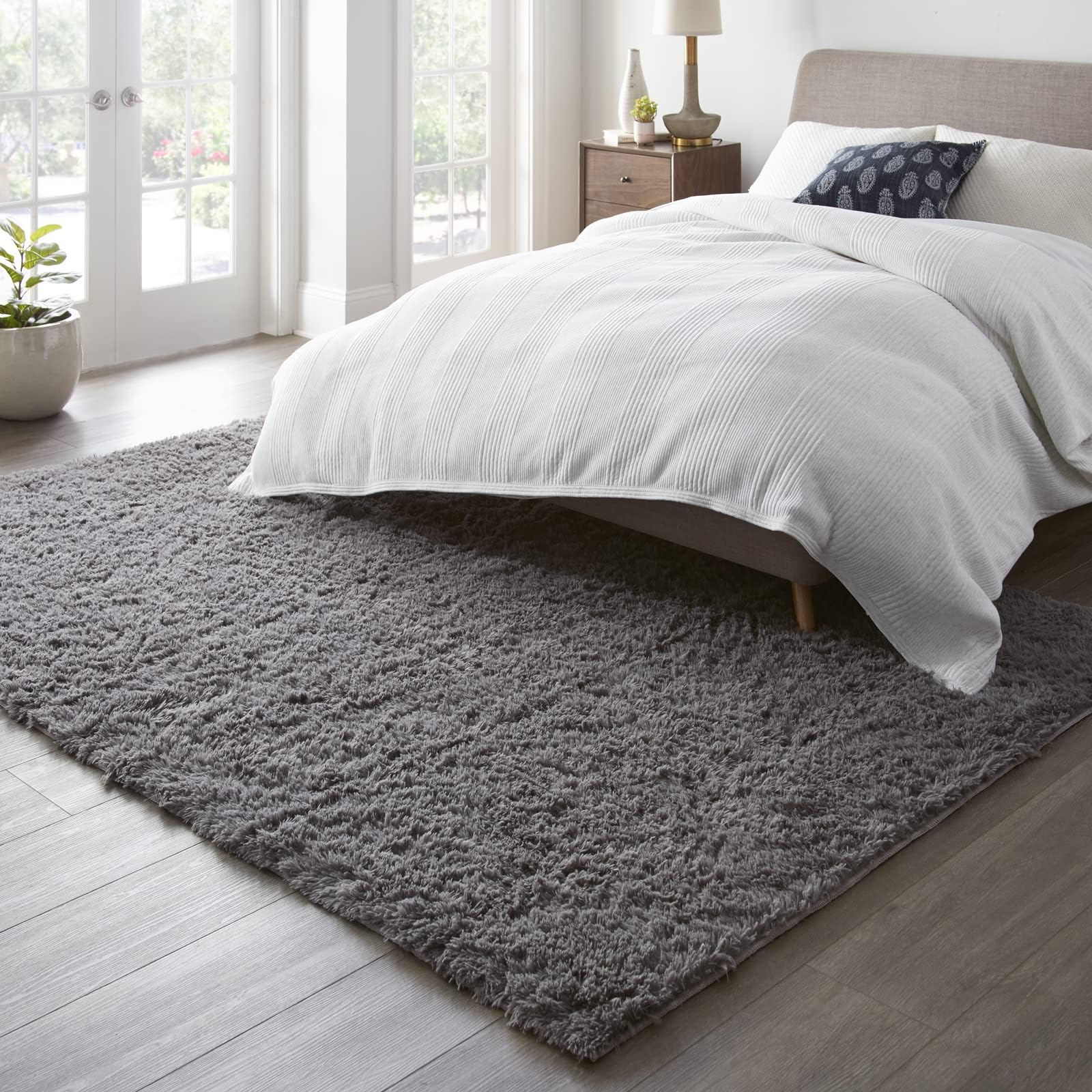 Ophanie Upgrade Fluffy Shaggy Soft Area Rug | Grey 6x9 - aborderproducts