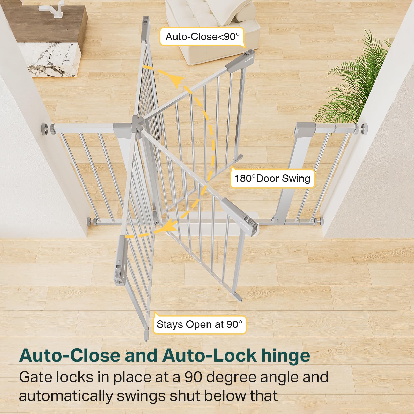 CUMBOR | SAFETY GATE | 29.7-46"W x 30.5"H | Silver - aborderproducts