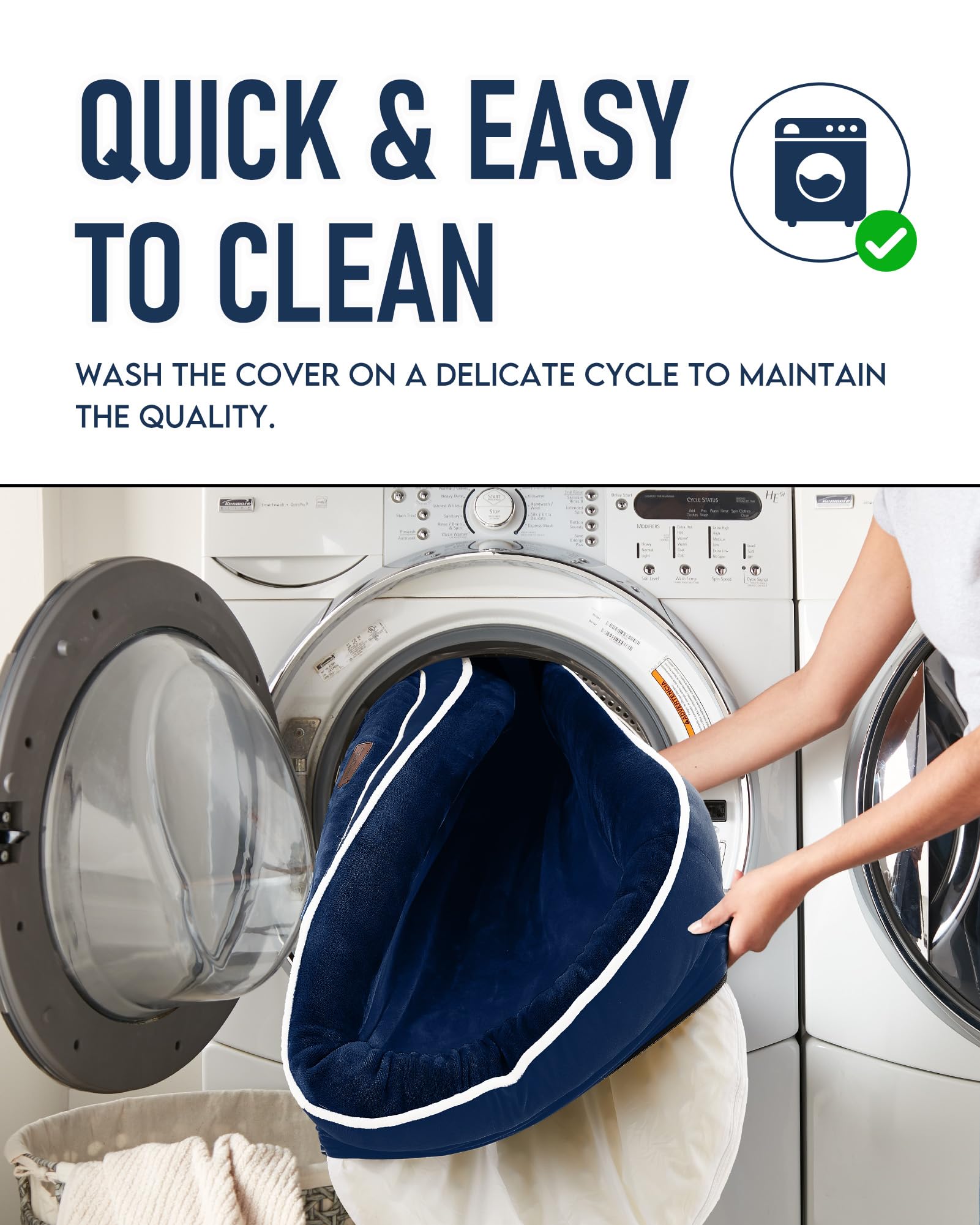 OhGeni | Orthopedic Dog Couch Bed | Large (35 x 28 x 6 Inch)| Blue - aborderproducts