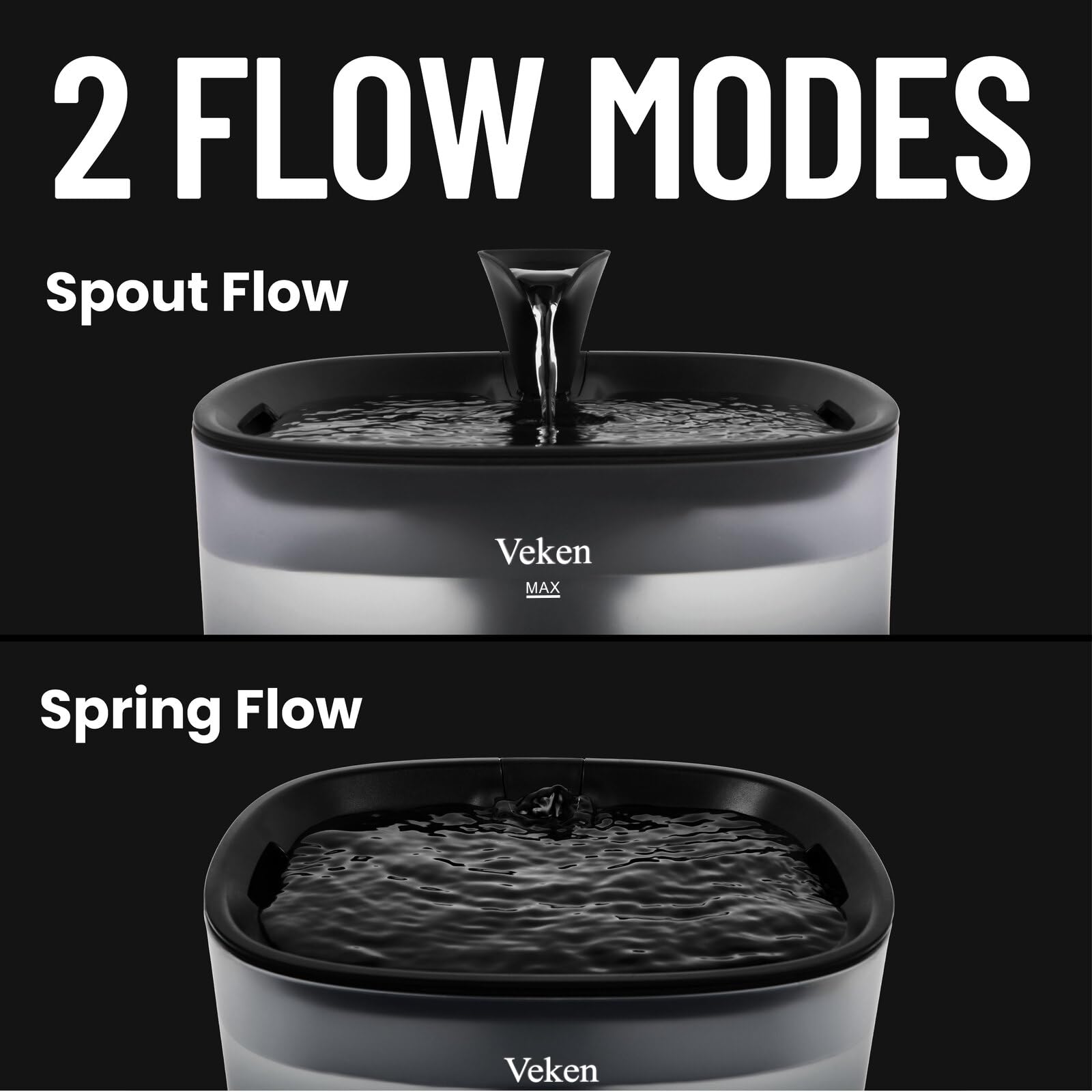 Veken Pet Fountain With Detachable Water Tank | 84oz/2.5L | Black - aborderproducts