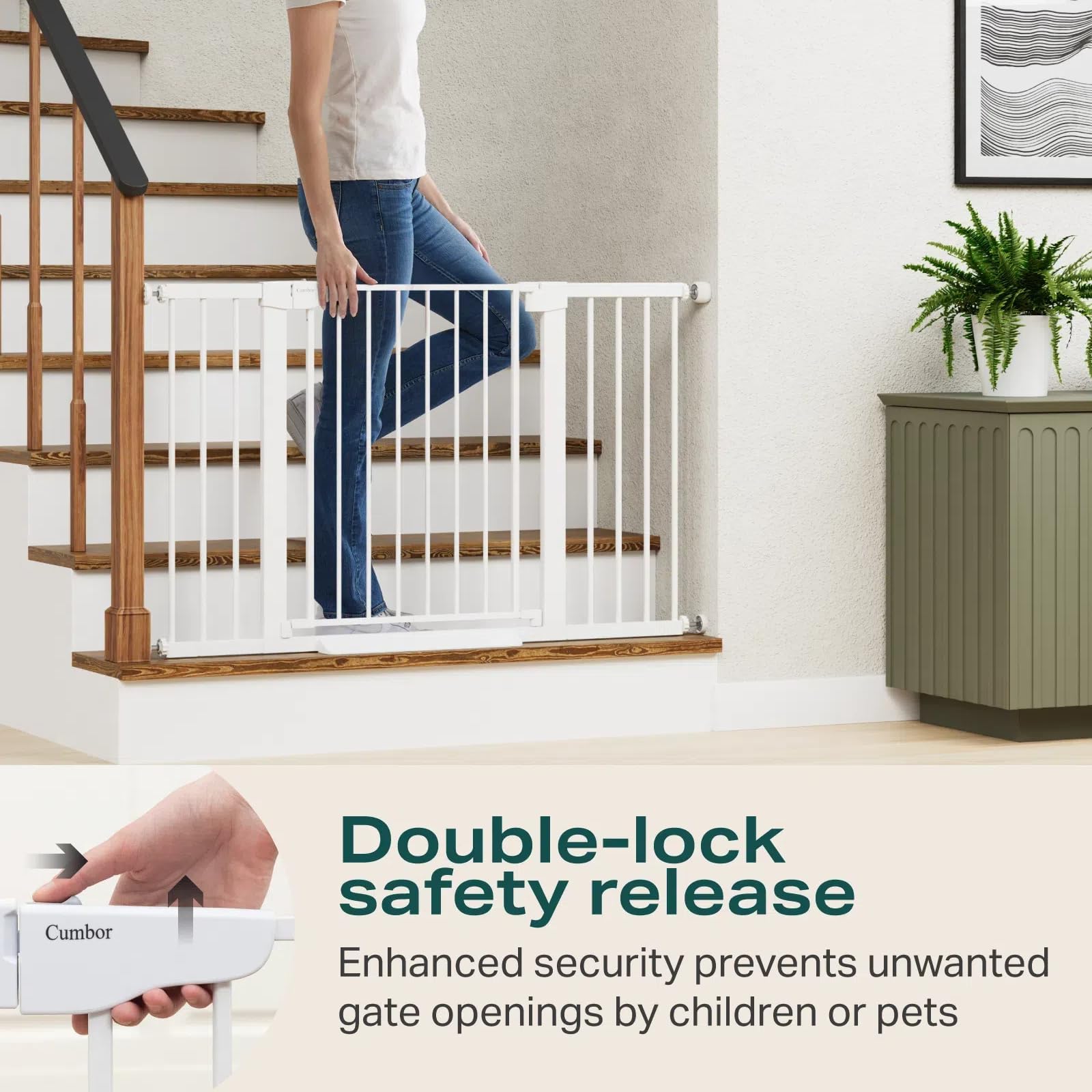 Cumbor | 29.7"-51.5" x 30.5" | Baby Gate Extra Wide | White - aborderproducts