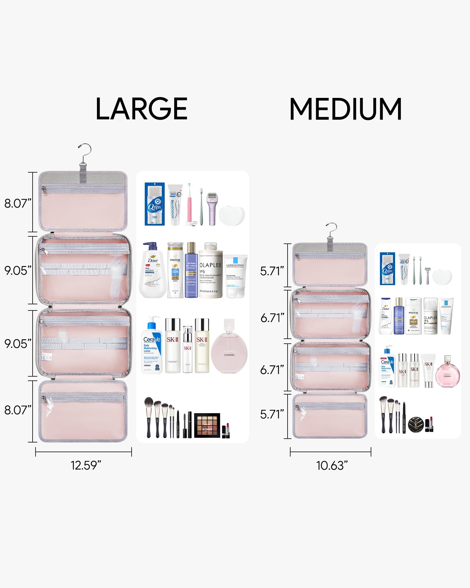 OlarHike Toiletry Bag, Medium Size Makeup Jewelry 3 in 1 Essentials Travel Packing Organizers (Grey) - aborderproducts