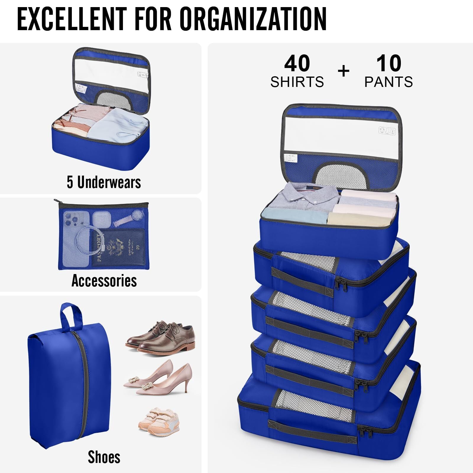 Veken 10 Set Packing Cube Klein Blue - aborderproducts