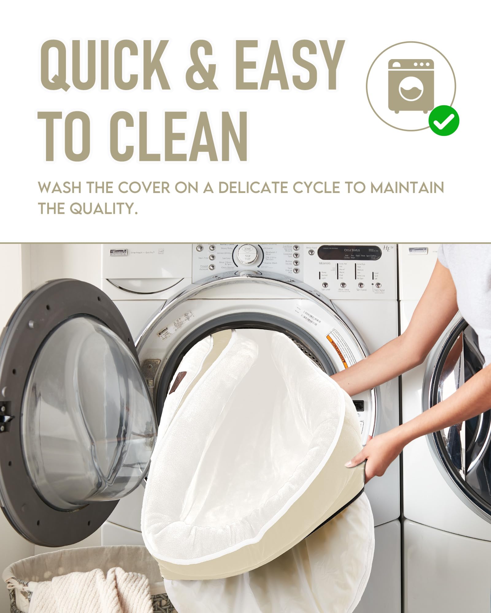 OhGeni | Orthopedic Dog Couch Bed | Large (35 x 28 x 6 Inch)|Beige - aborderproducts