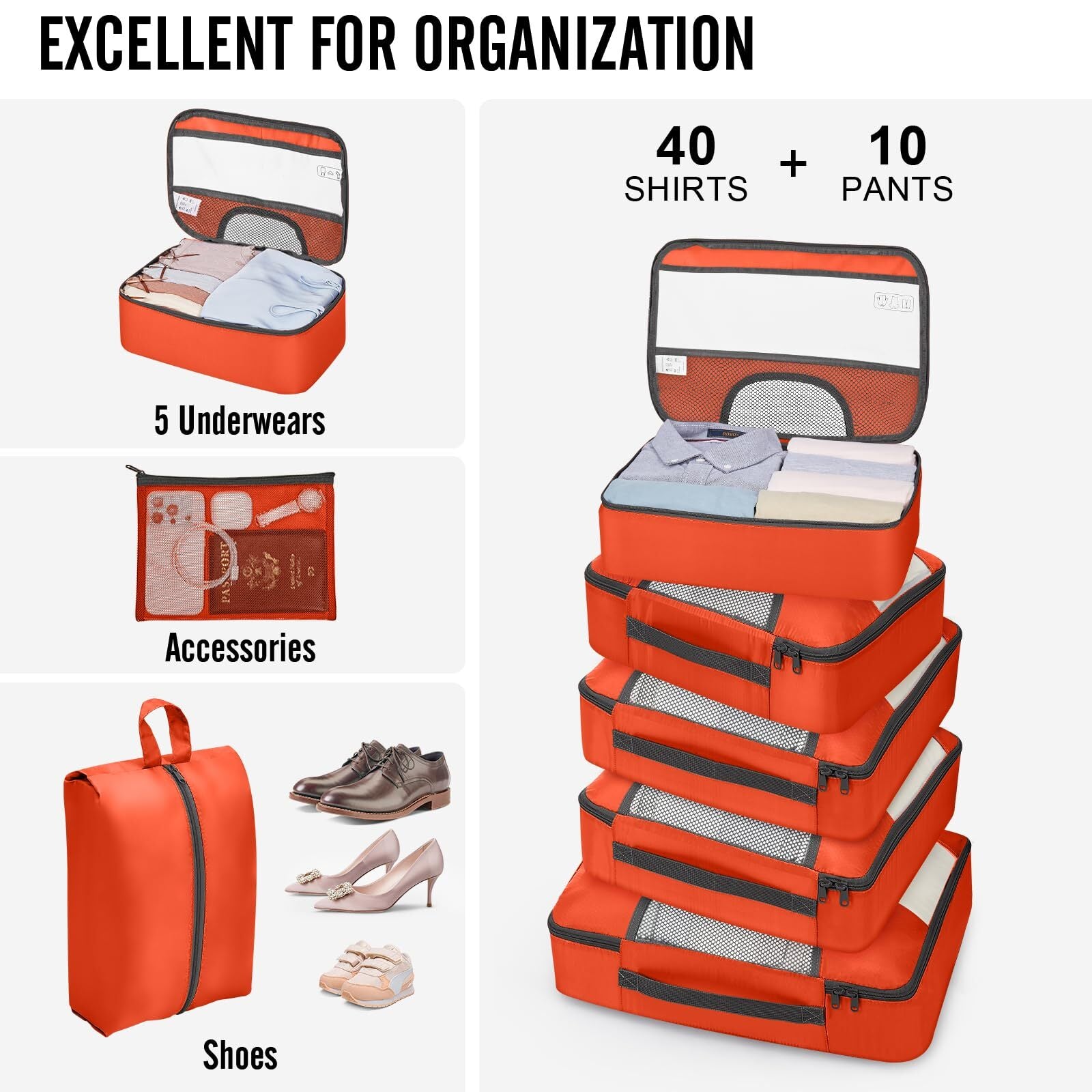 Veken 10 Set Packing Cube Sunset Orange - aborderproducts