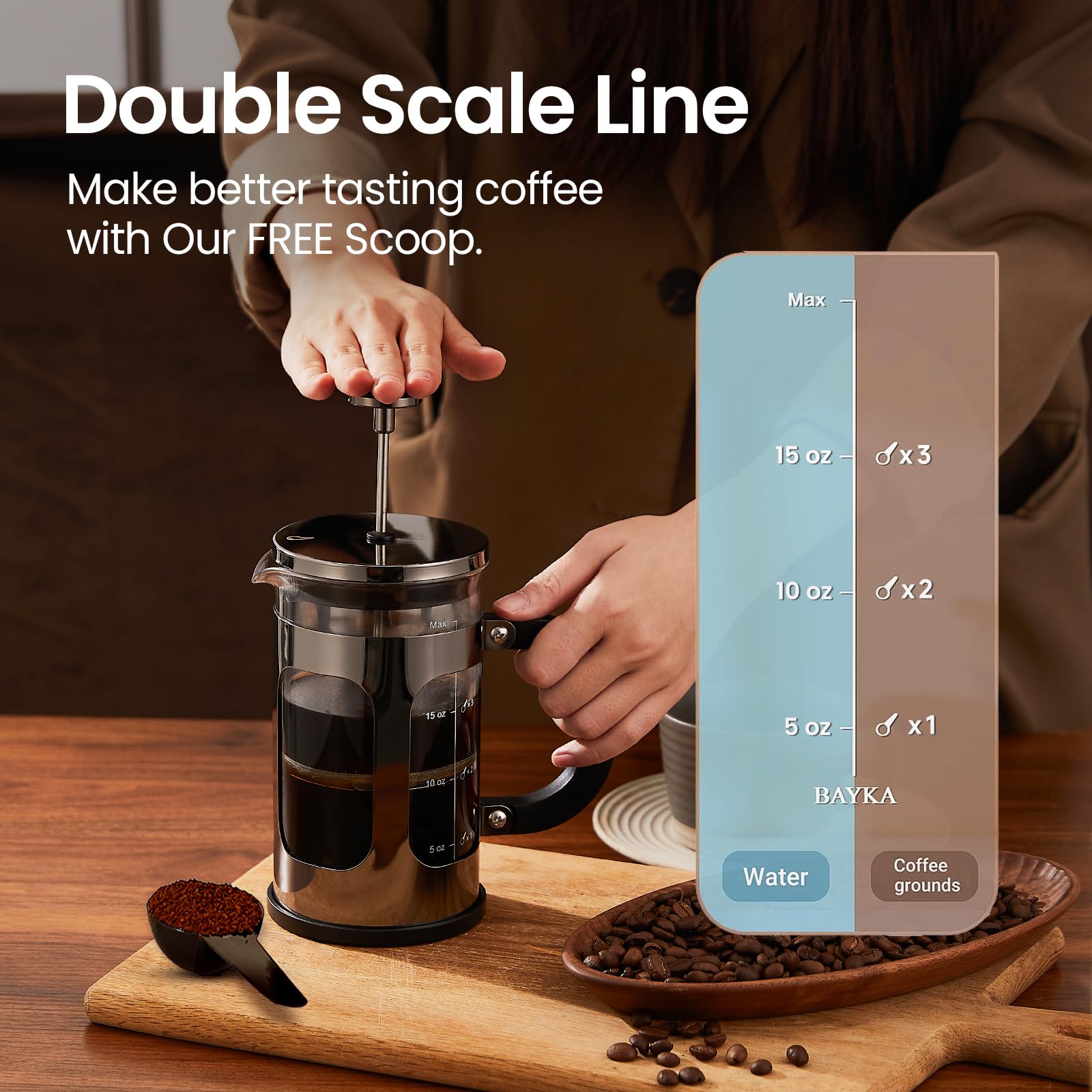 BAYKA French Press | 21 oz | Dark Pewter - aborderproducts