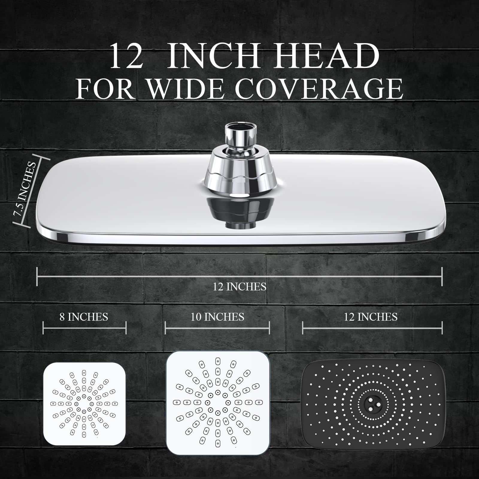 Veken 12 Inch High Pressure Rain Shower Head Combo with Curved Extension Arm | Upgraded 2-in-1 slide bar | Silver Chrome - aborderproducts
