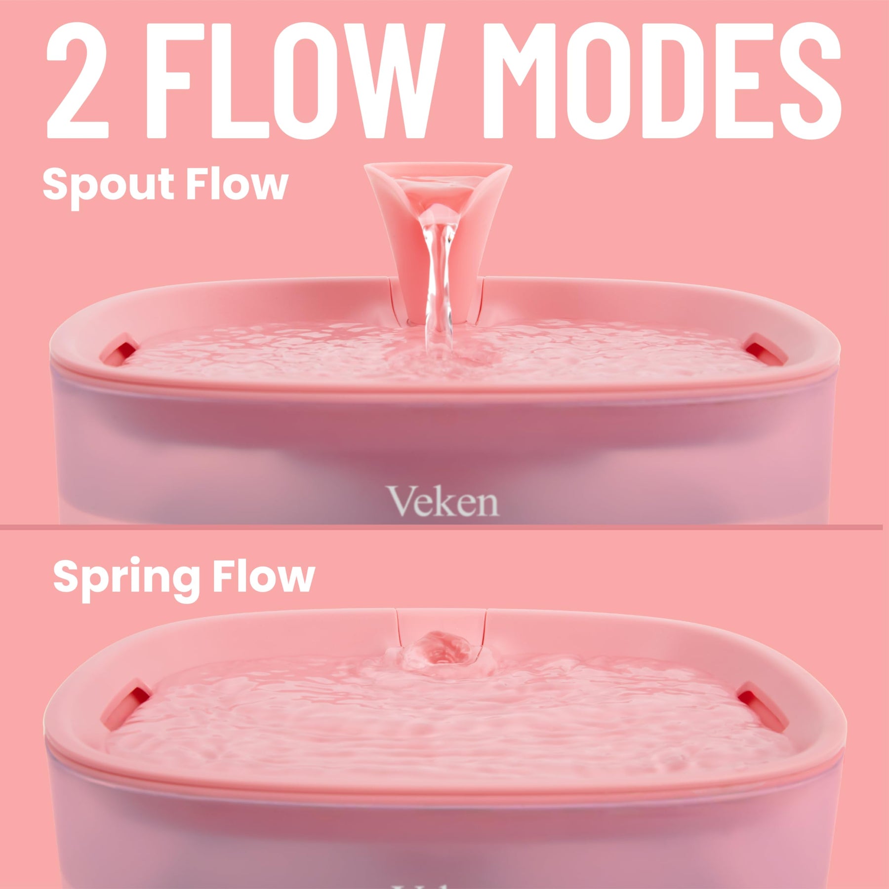 Veken Pet Fountain With Detachable Water Tank | 84oz/2.5L | Pink - aborderproducts