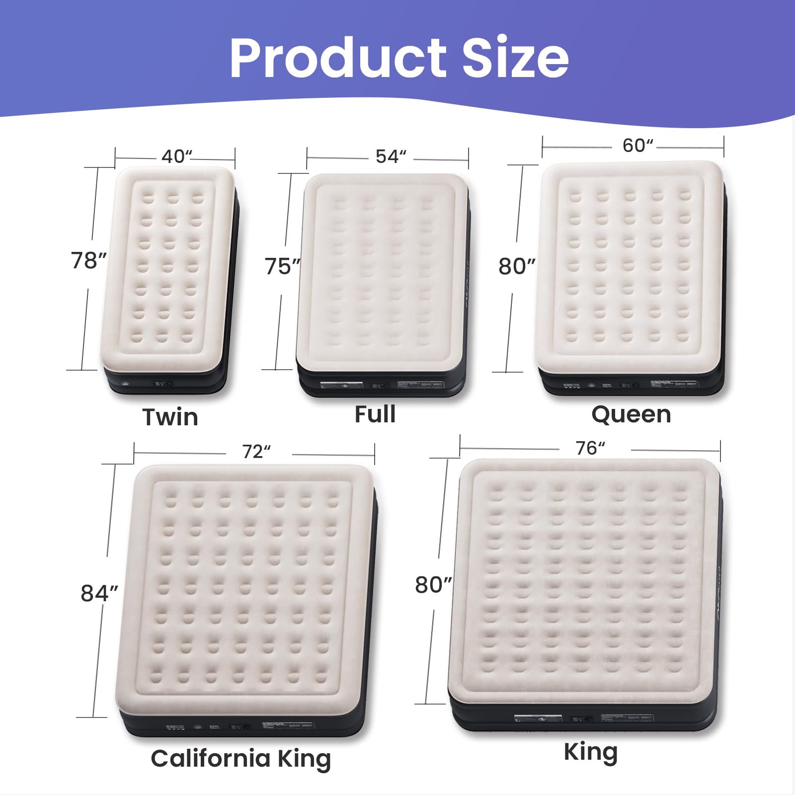 OhGeni King Air Mattress with Built in Pump | 18in Tall | Black - aborderproducts