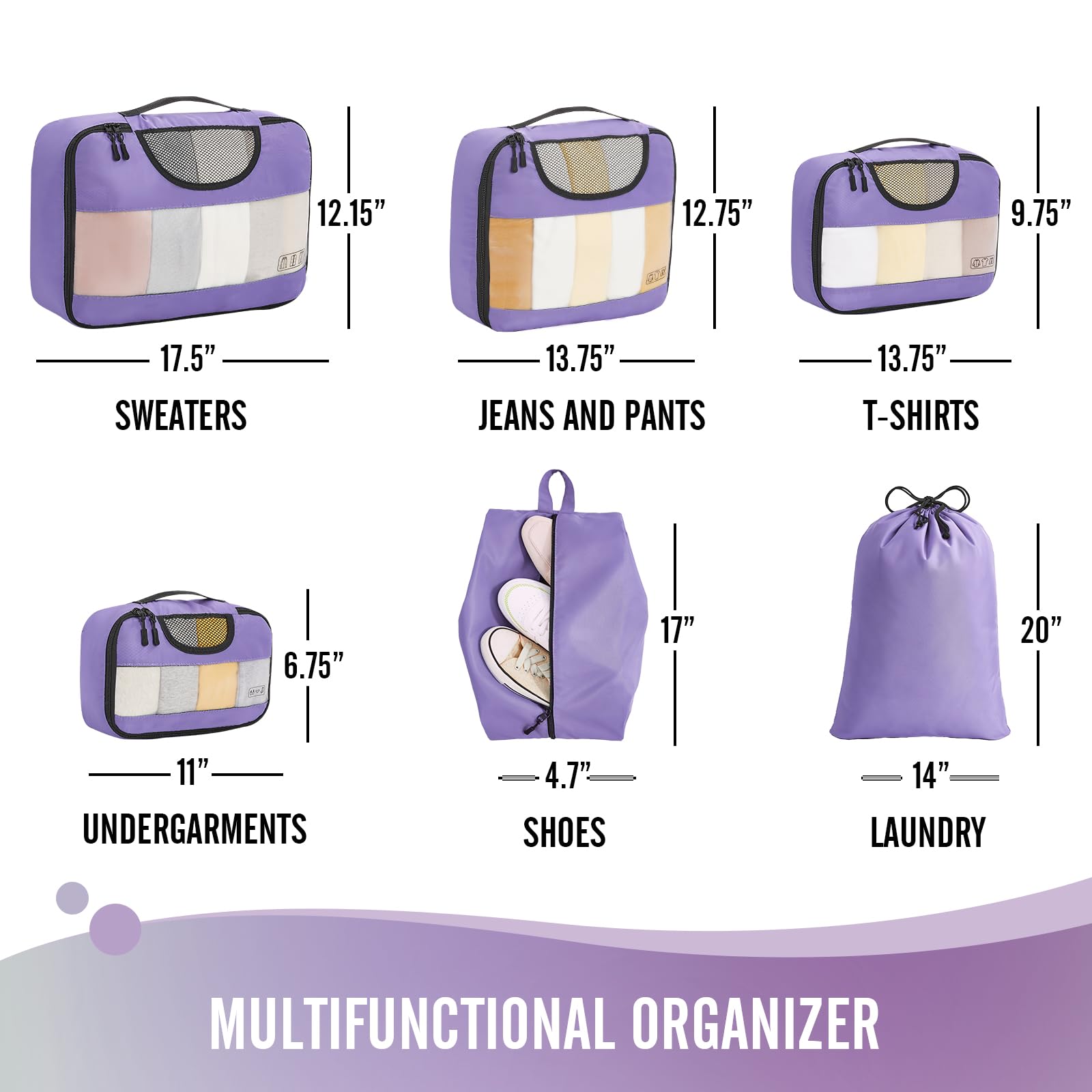Veken Packing Cubes | 6 Set | Purple