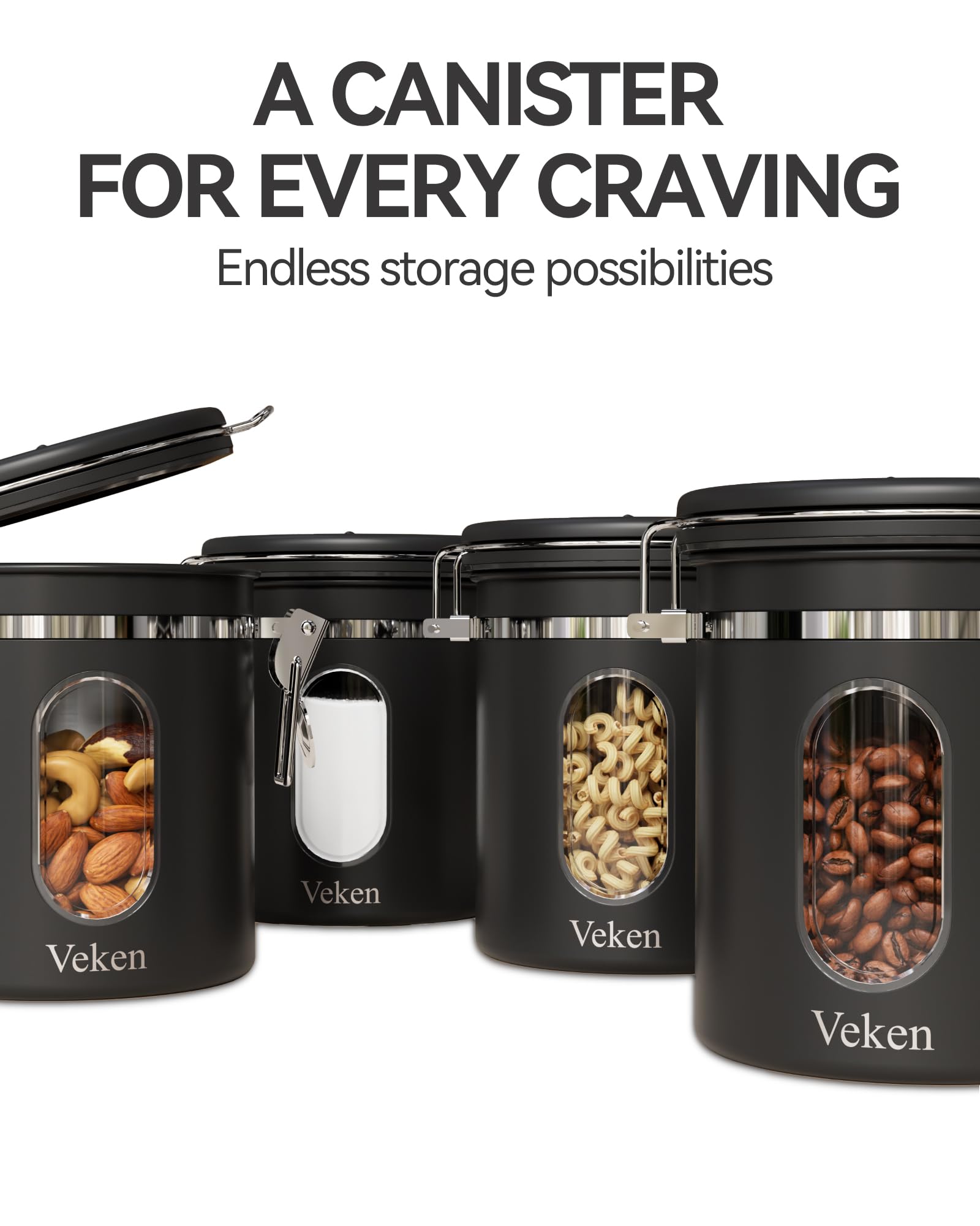Veken Coffee Canister | 16oz | Black - aborderproducts