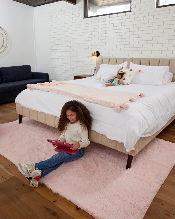 Ophanie Upgrade Fluffy Shaggy Soft Area Rug | Pink 5x8 - aborderproducts
