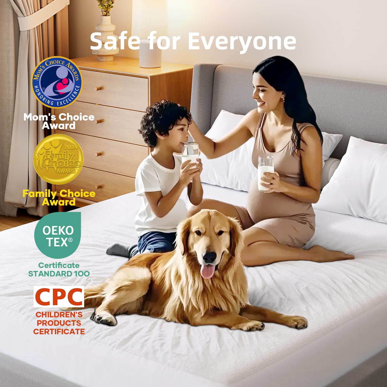 OhGeni | Microfiber Polyester Mattress Protector| California King | White - aborderproducts