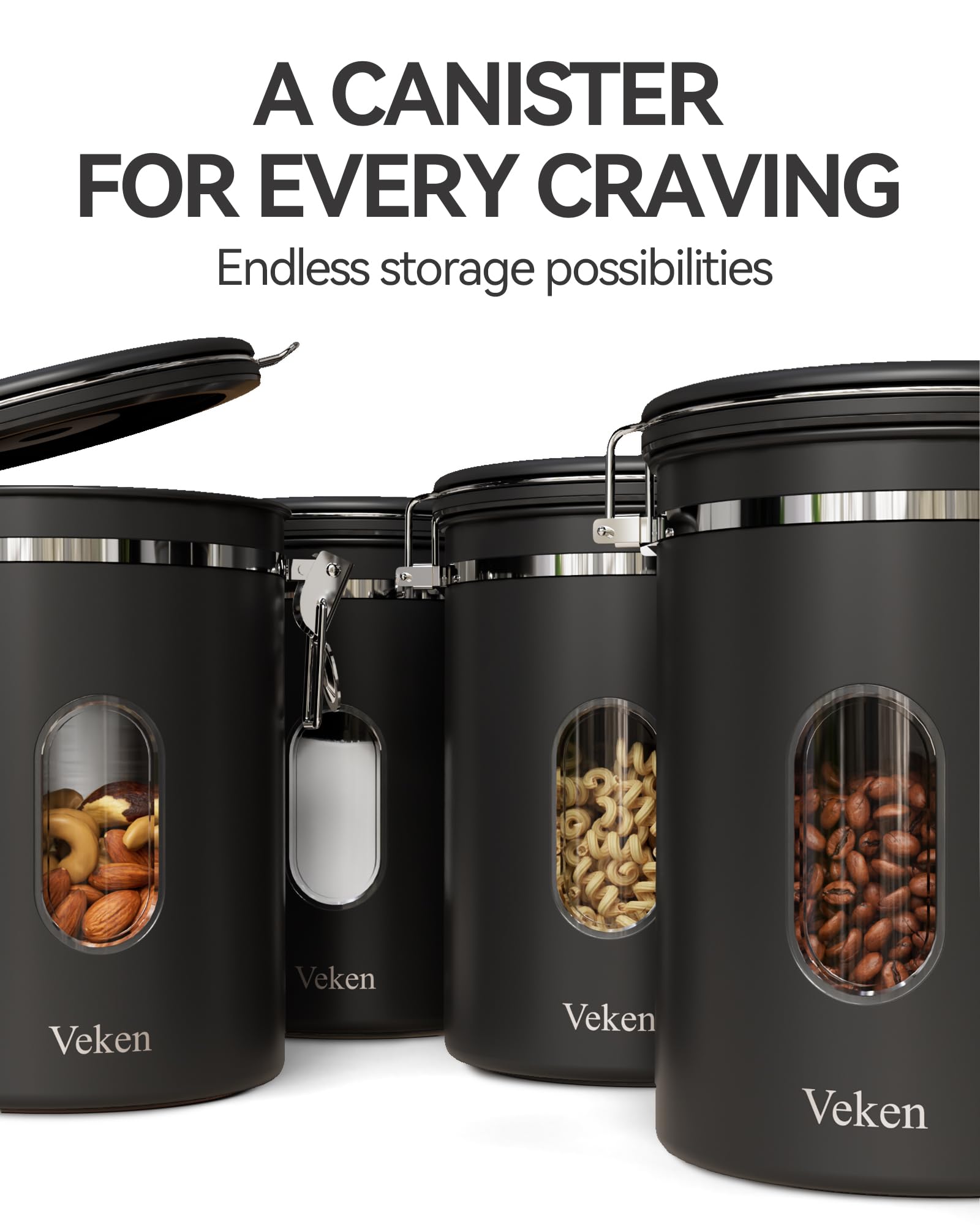 Veken Coffee Canister | 38oz | Black - aborderproducts