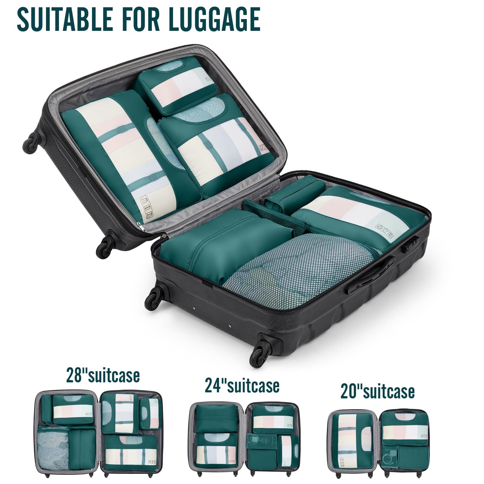 Veken 10 Set Packing Cube Indigo Teal - aborderproducts
