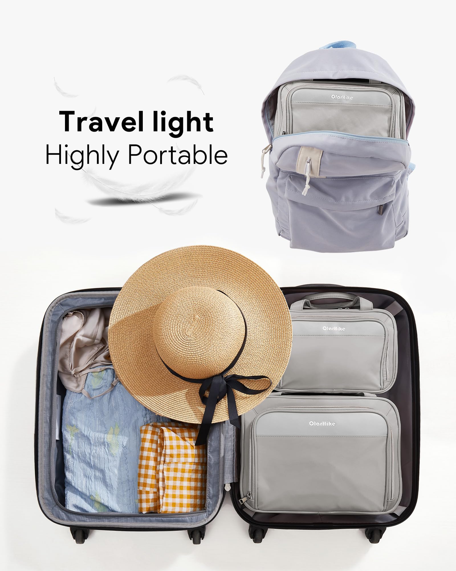 OlarHike Toiletry Bag, Medium Size Makeup Jewelry 3 in 1 Essentials Travel Packing Organizers (Grey) - aborderproducts