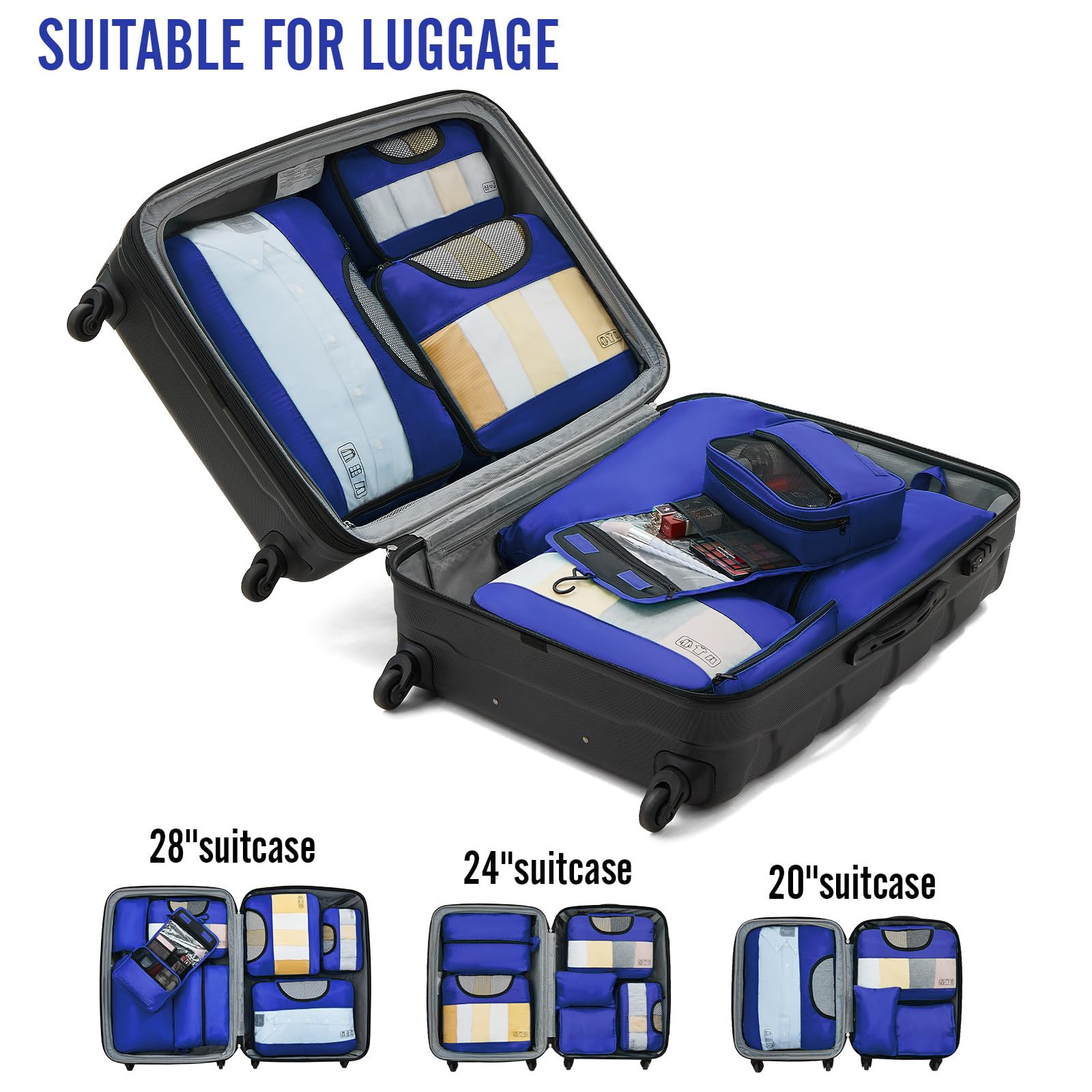 Veken 8 Piece Set Travel Packing Cubes | Klein Blue - aborderproducts
