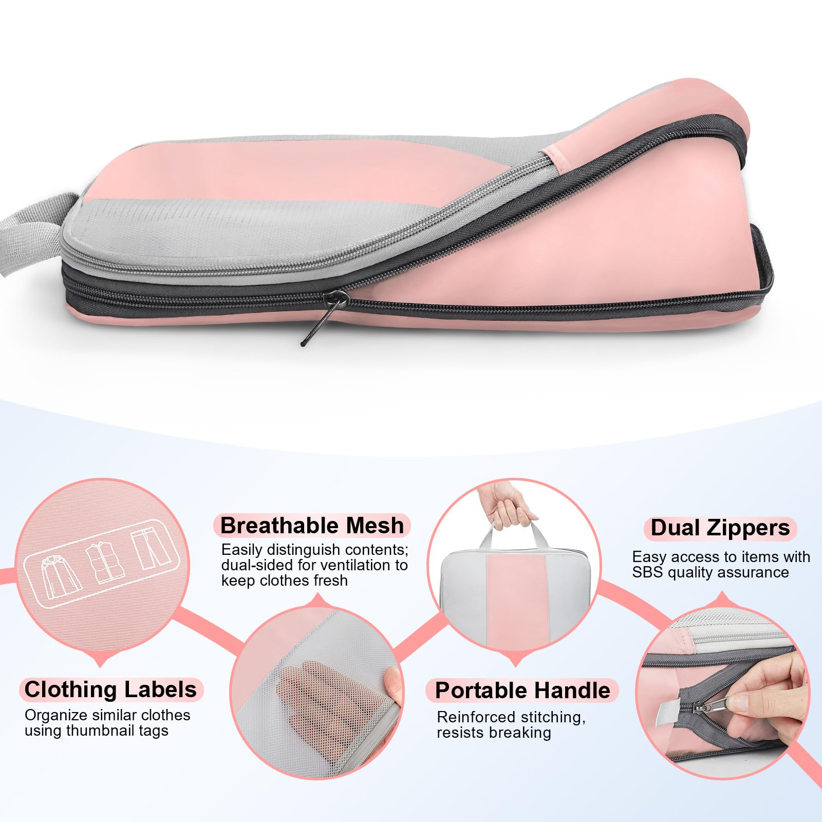 OlarHike | Compression Packing Cubes | 10 Set | Pink - aborderproducts