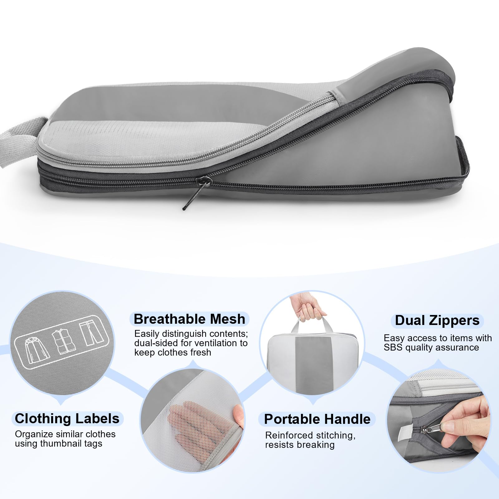 OlarHike | Compression Packing Cubes | 10 Set | Grey - aborderproducts