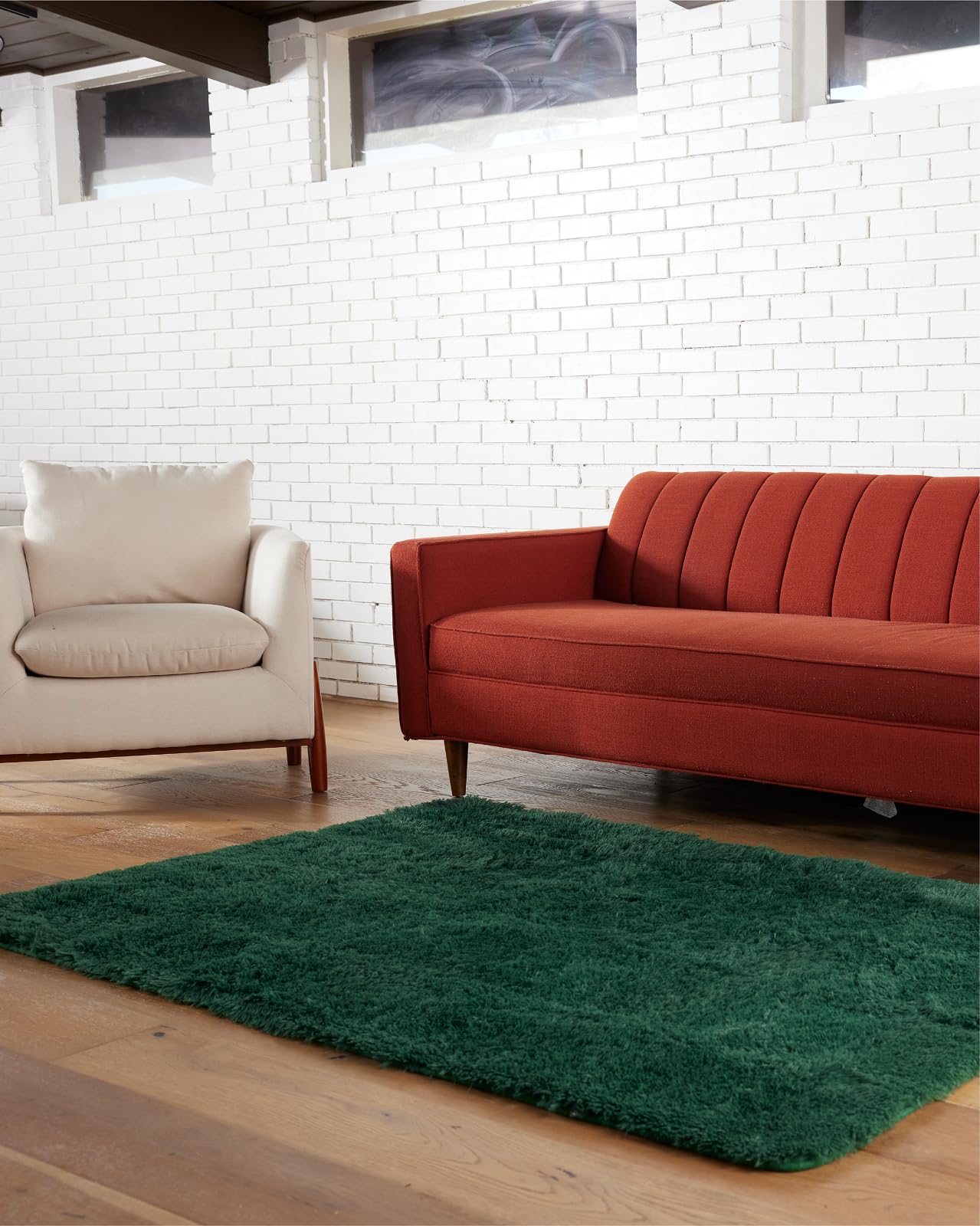 Ophanie Upgrade Fluffy Shaggy Soft Area Rug | Green 4x6 - aborderproducts