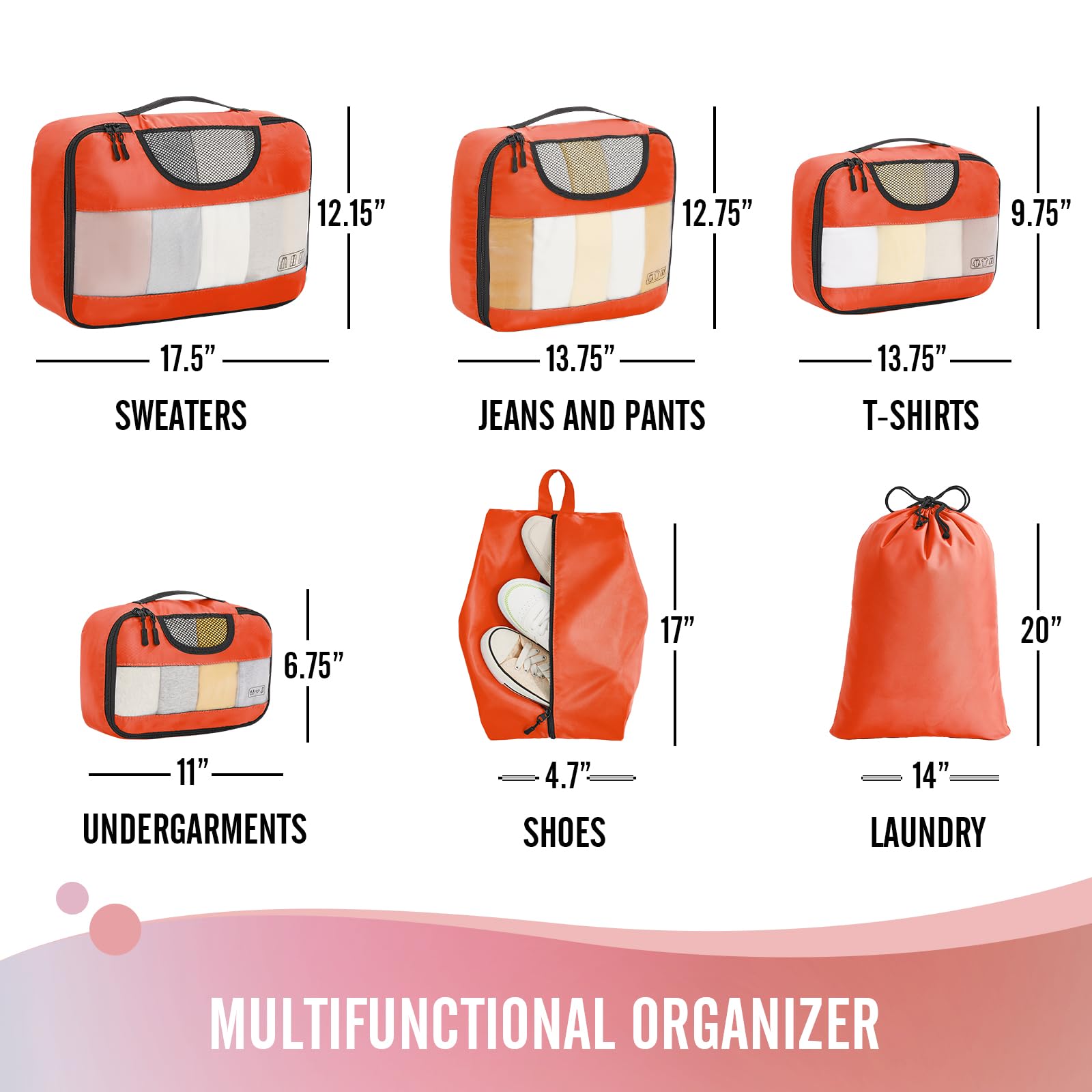 Veken Packing Cubes | 6 Set | Orange - aborderproducts