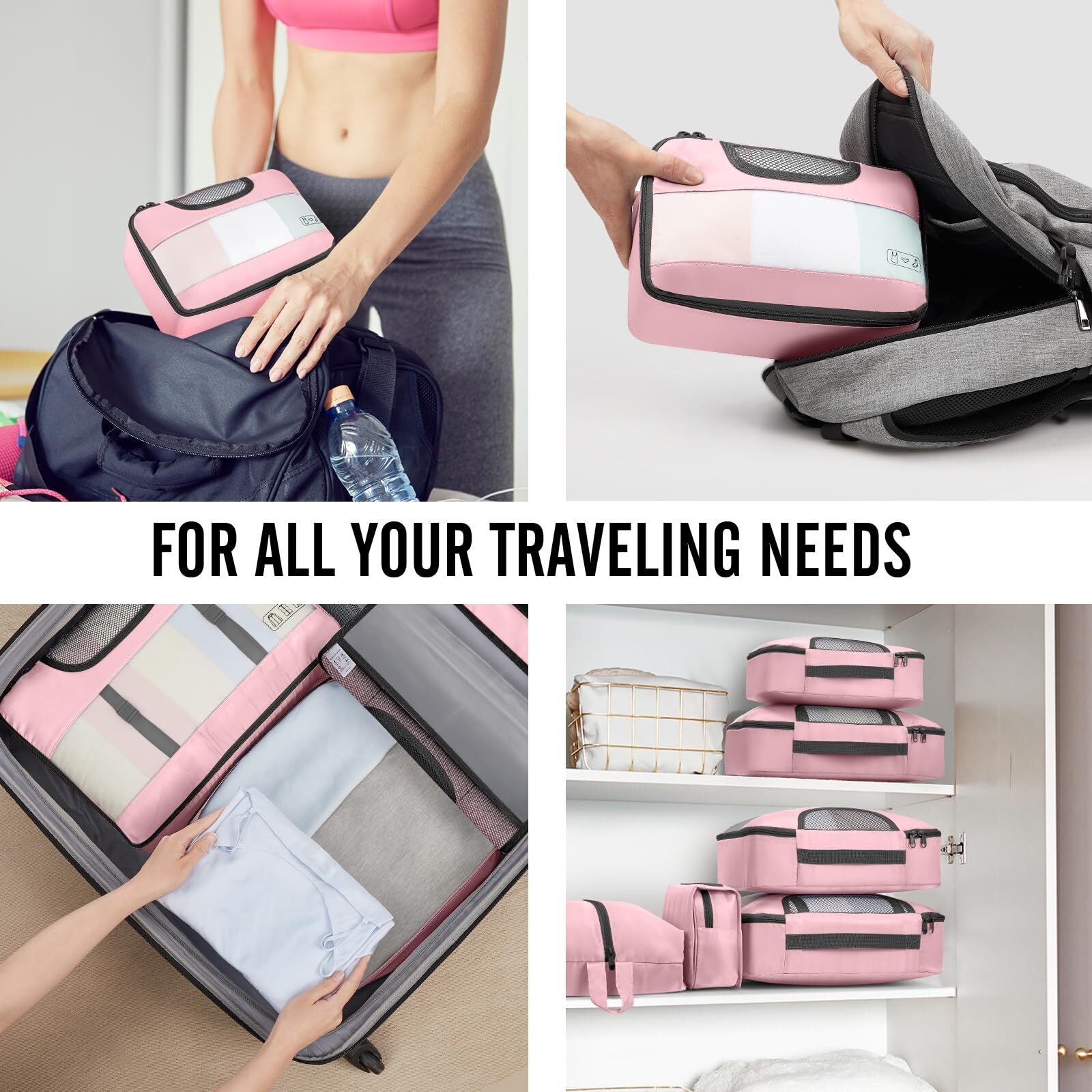 Veken 10 Set Packing Cube Dusty Pink - aborderproducts