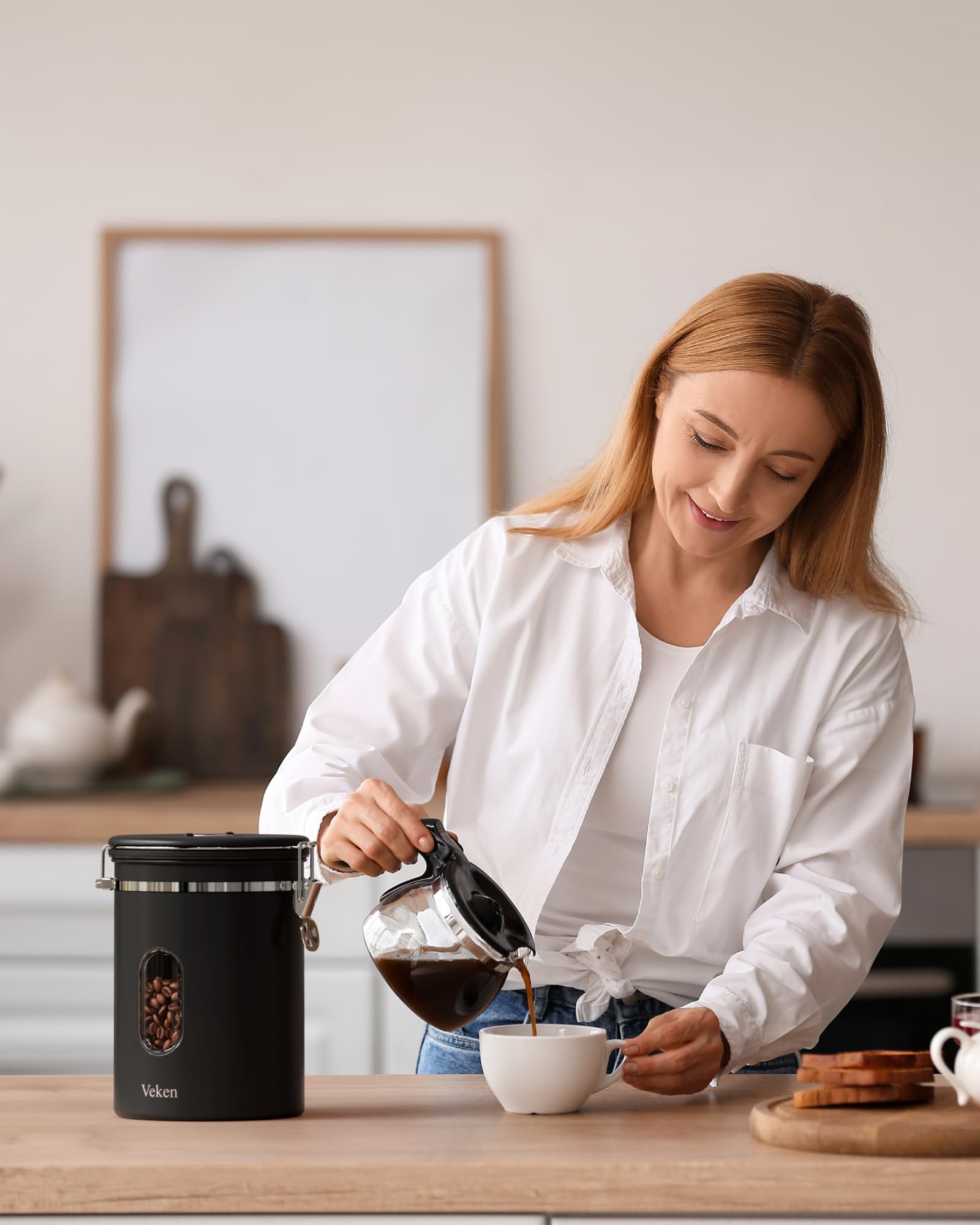 Veken Coffee Canister | 38oz | Black - aborderproducts