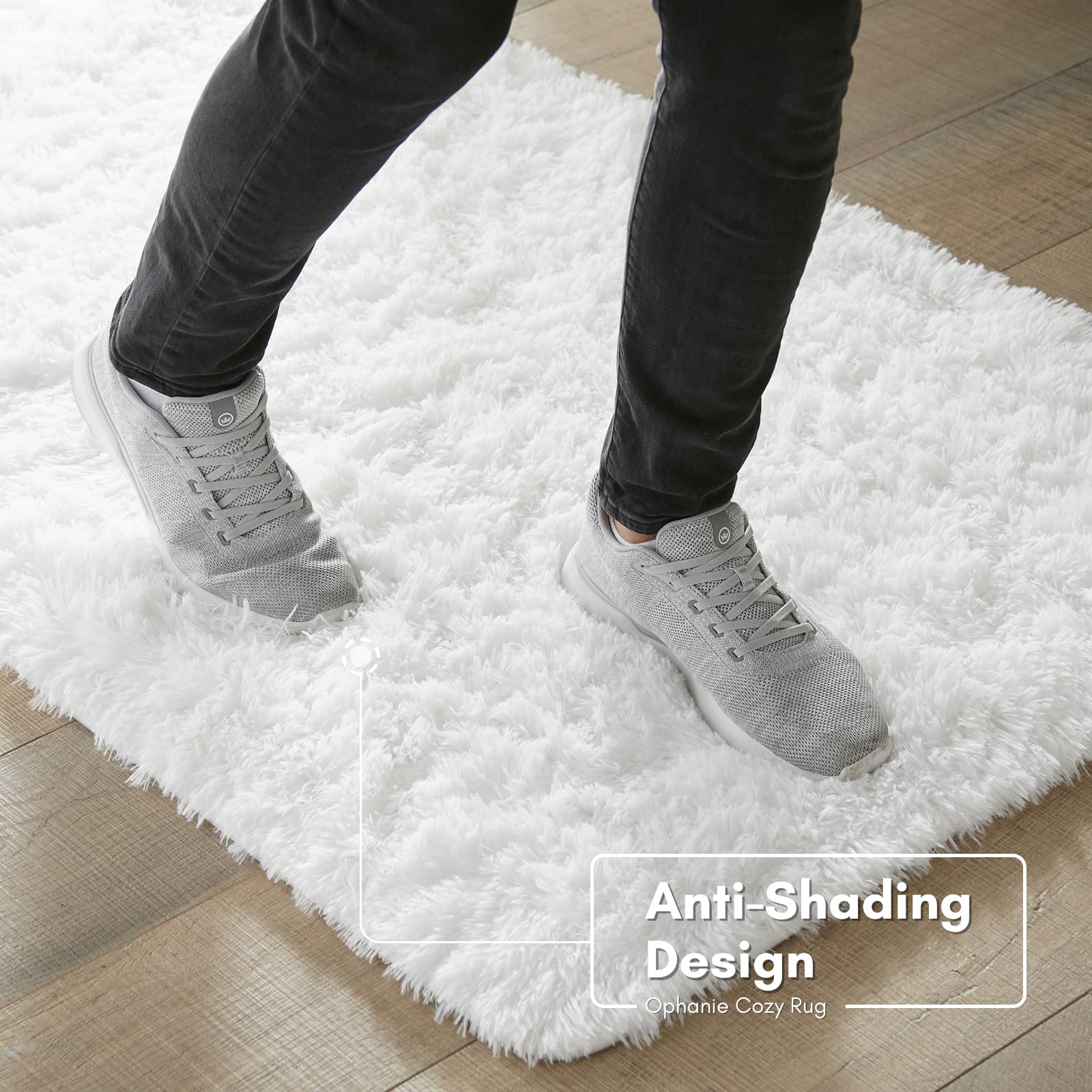 Ophanie Upgrade Fluffy Shaggy Soft Area Rug | White 3x5 - aborderproducts