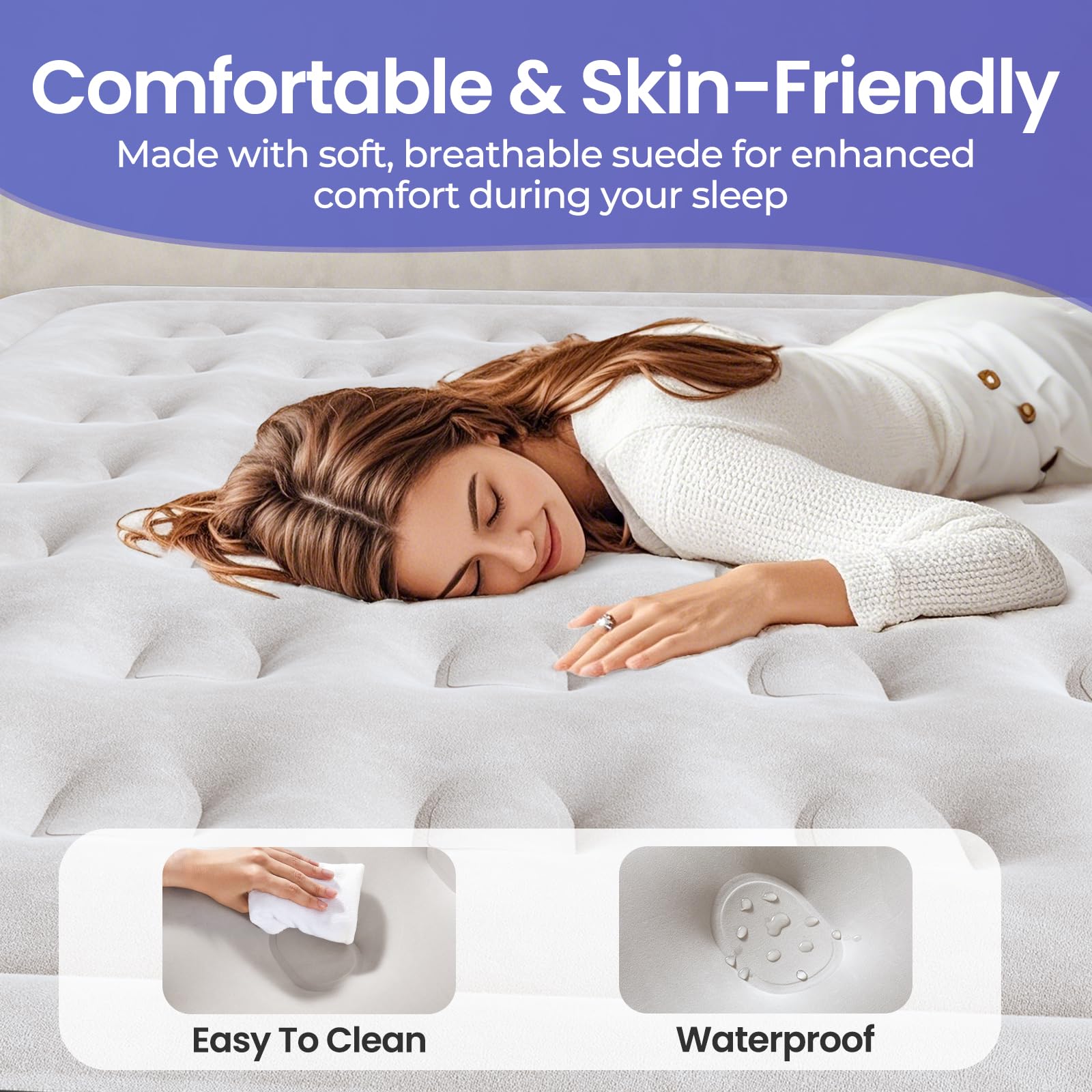 OhGeni Twin Air Mattress with Built in Pump for Guest |18in Tall | Black - aborderproducts