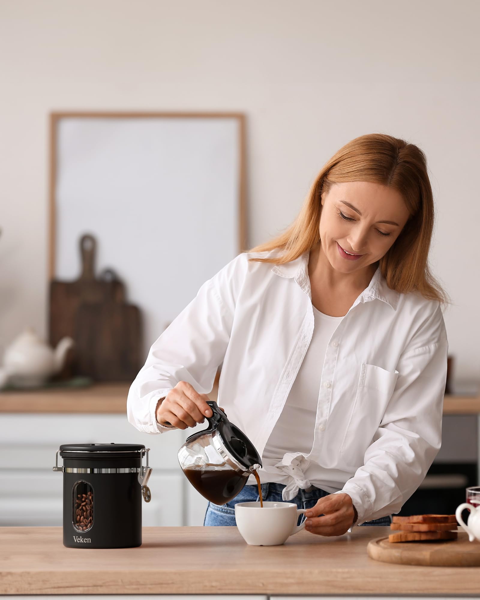 Veken Coffee Canister | 16oz | Black - aborderproducts