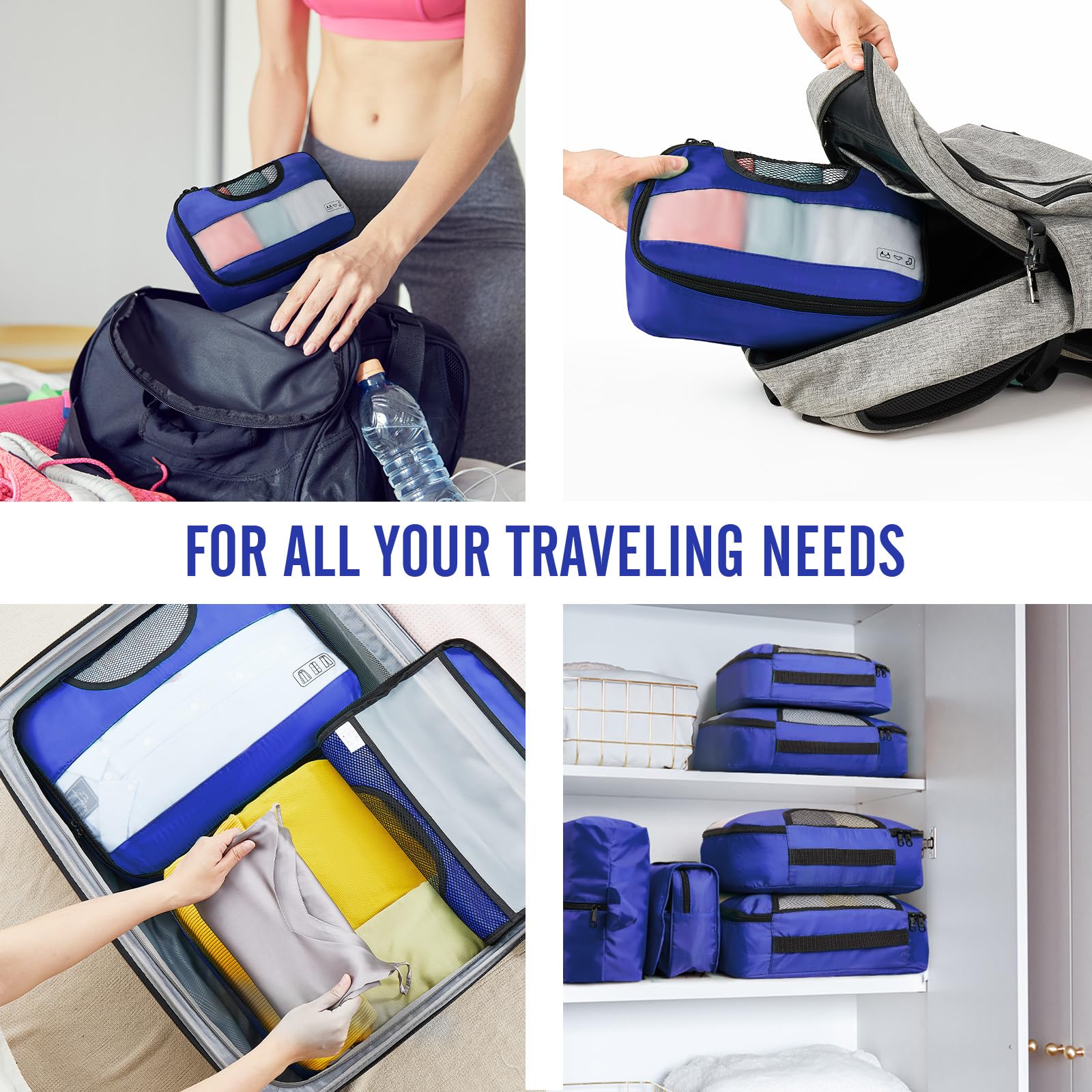 Veken 8 Piece Set Travel Packing Cubes | Klein Blue - aborderproducts