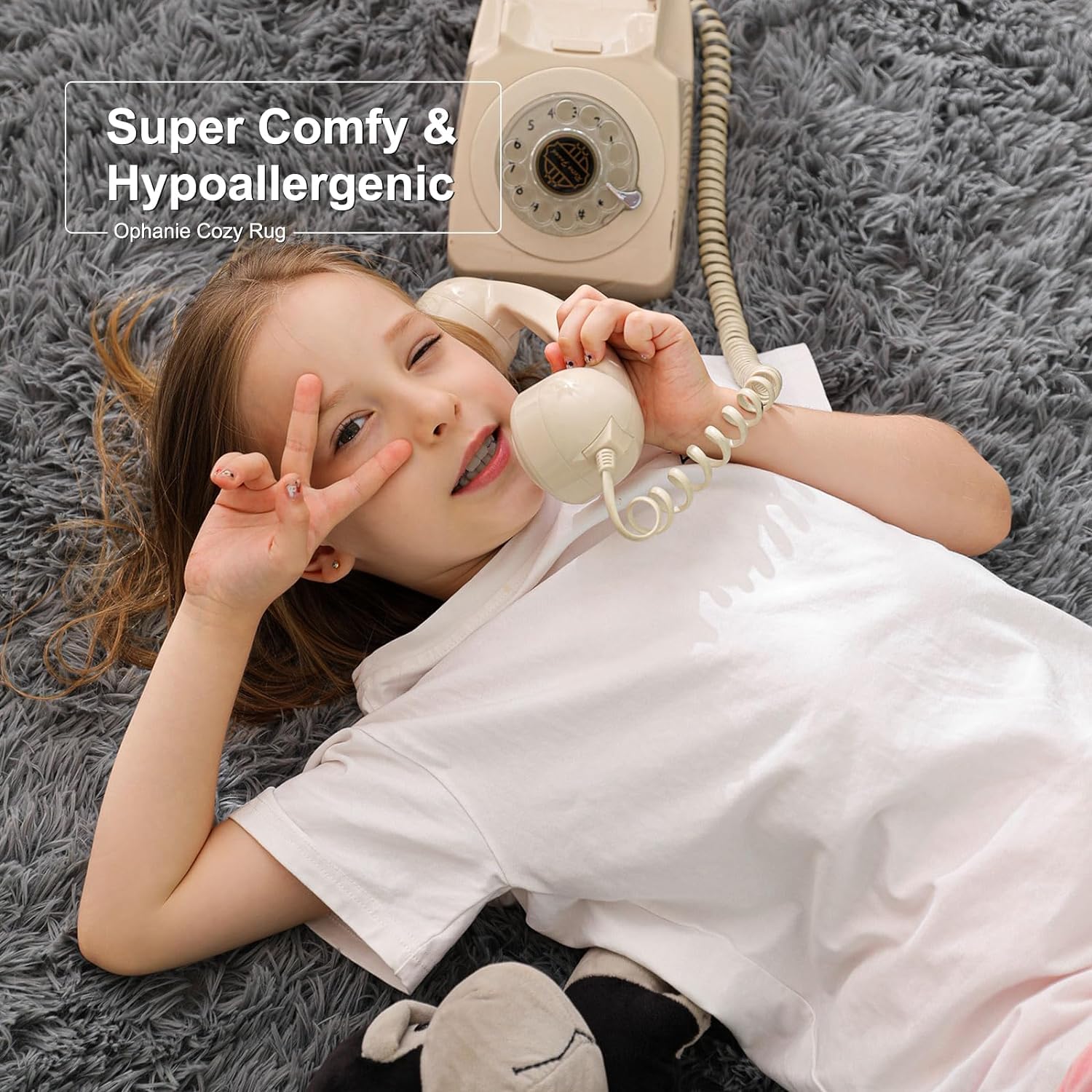 Ophanie Upgrade Fluffy Shaggy Soft Area Rug | Grey 8x10 - aborderproducts