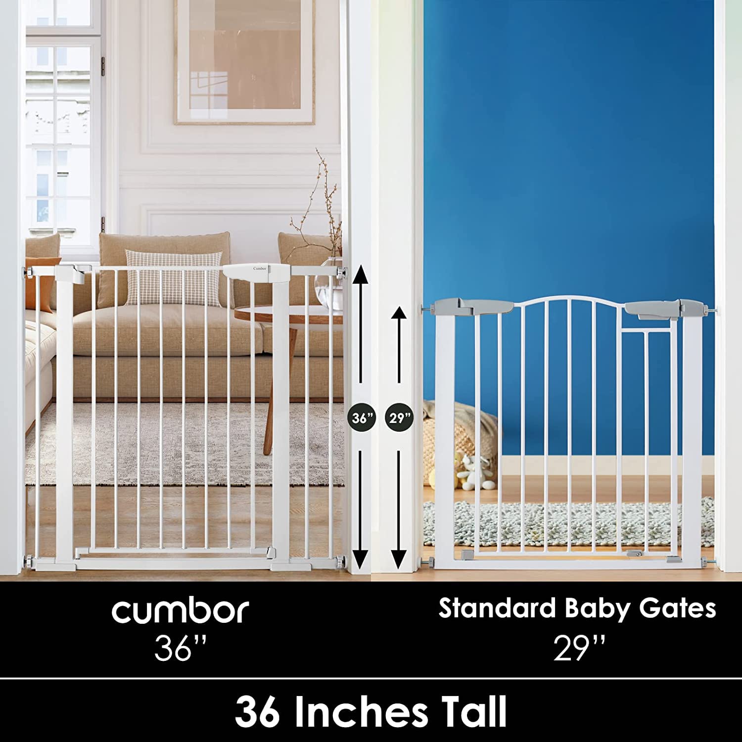 CUMBOR | SAFETY GATE | 29.7-40.6"W x 36"H | White - aborderproducts