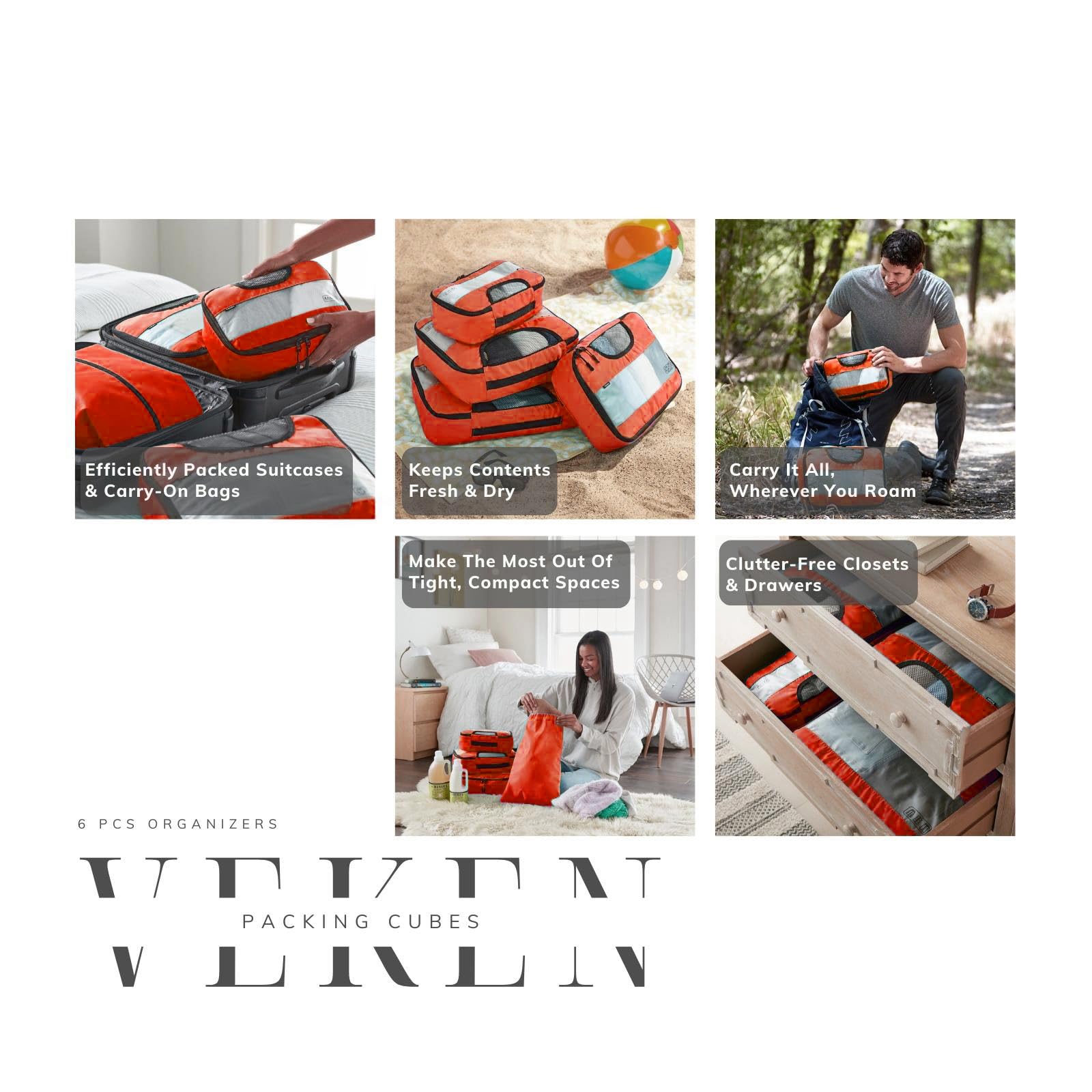 Veken Packing Cubes | 6 Set | Orange - aborderproducts