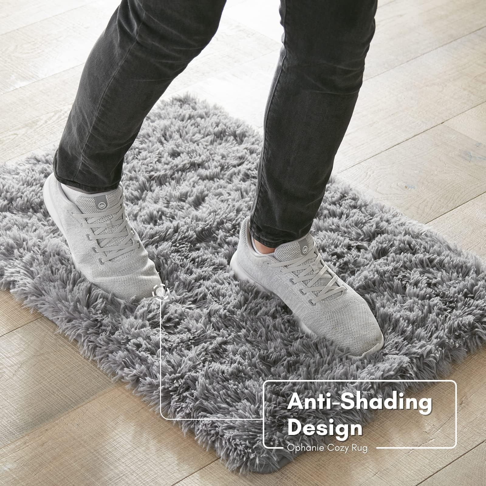 Ophanie Upgrade Fluffy Shaggy Soft Area Rug | Grey 3x5 - aborderproducts