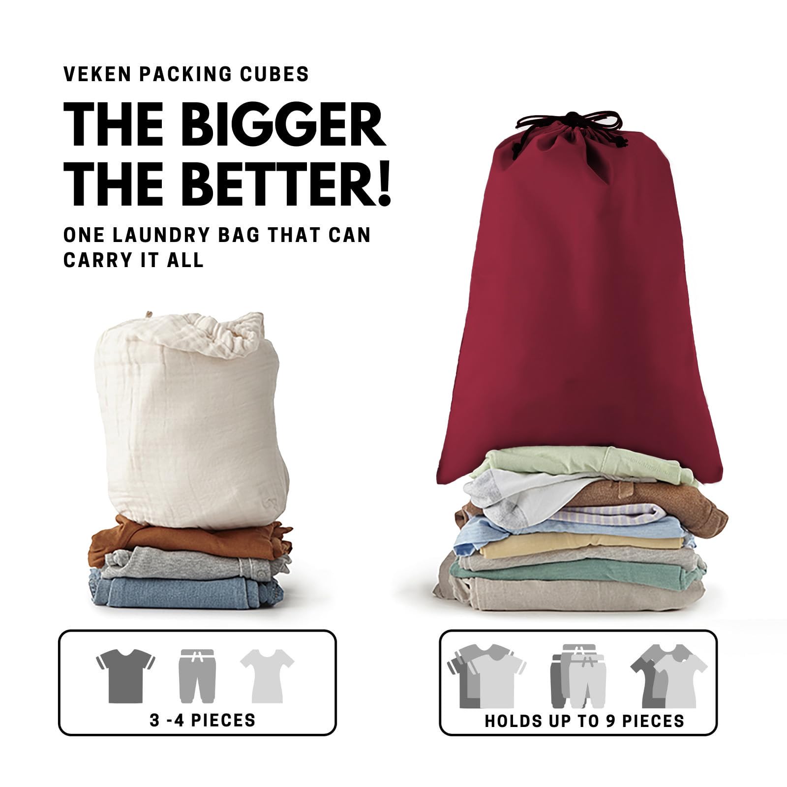Veken Packing Cubes | 6 Set | Wine Red - aborderproducts