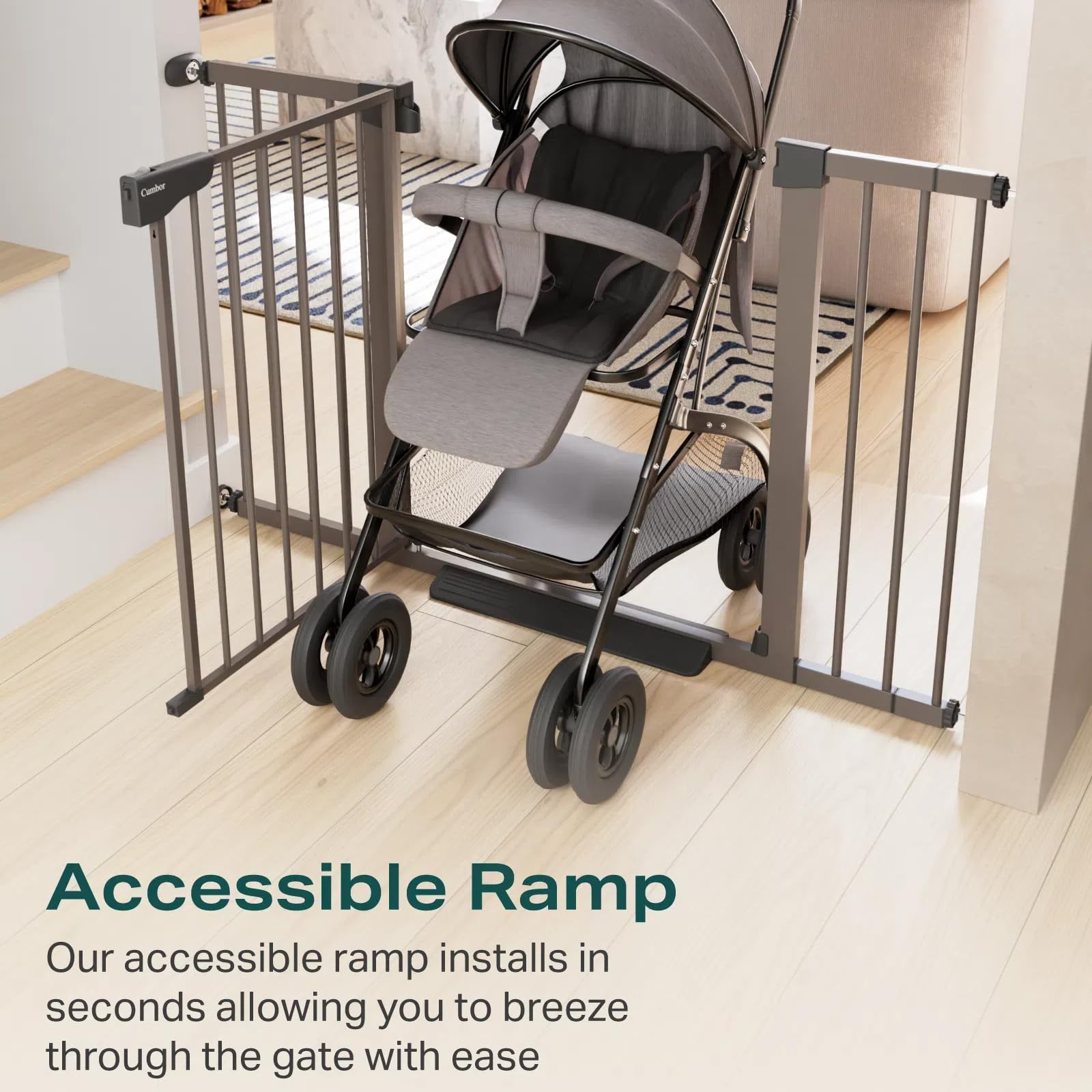 Cumbor | 29.7"-51.5" x 30.5" | Baby Gate Extra Wide | Brown - aborderproducts