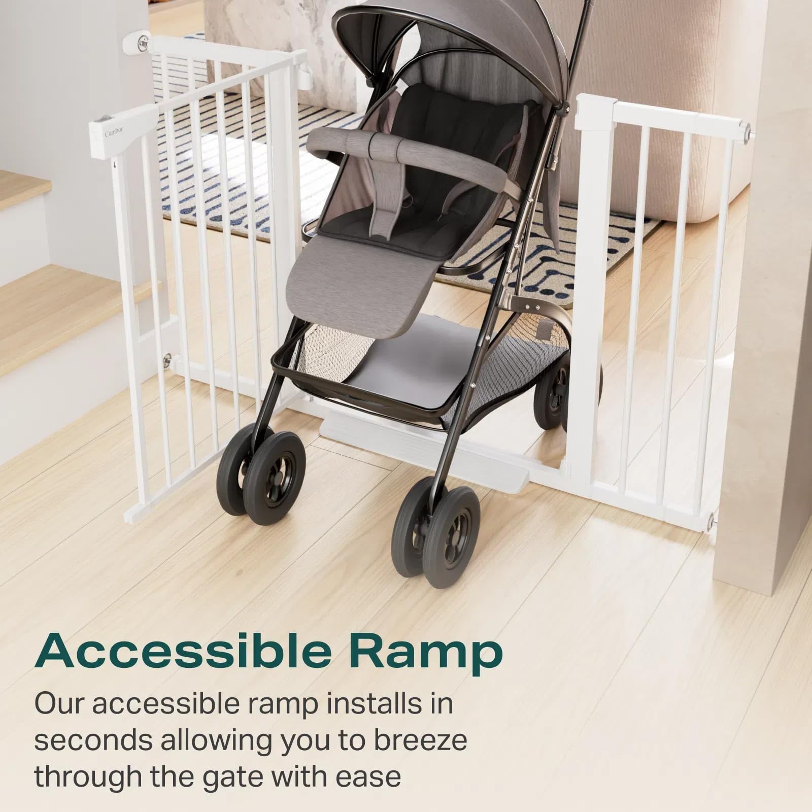 Cumbor | 29.7"-51.5" x 30.5" | Baby Gate Extra Wide | White - aborderproducts