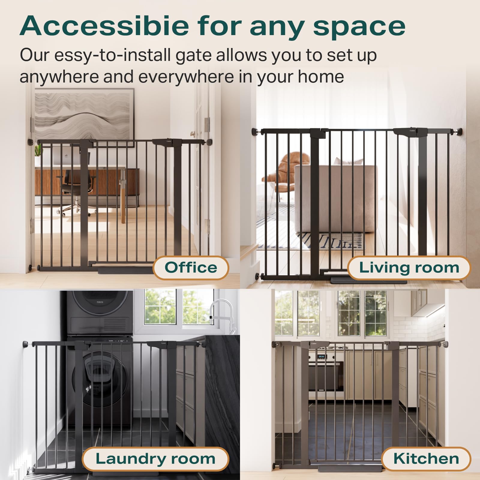 Cumbor | 29.7"-51.5" x 36" | Baby Gate Extra Wide | Black - aborderproducts