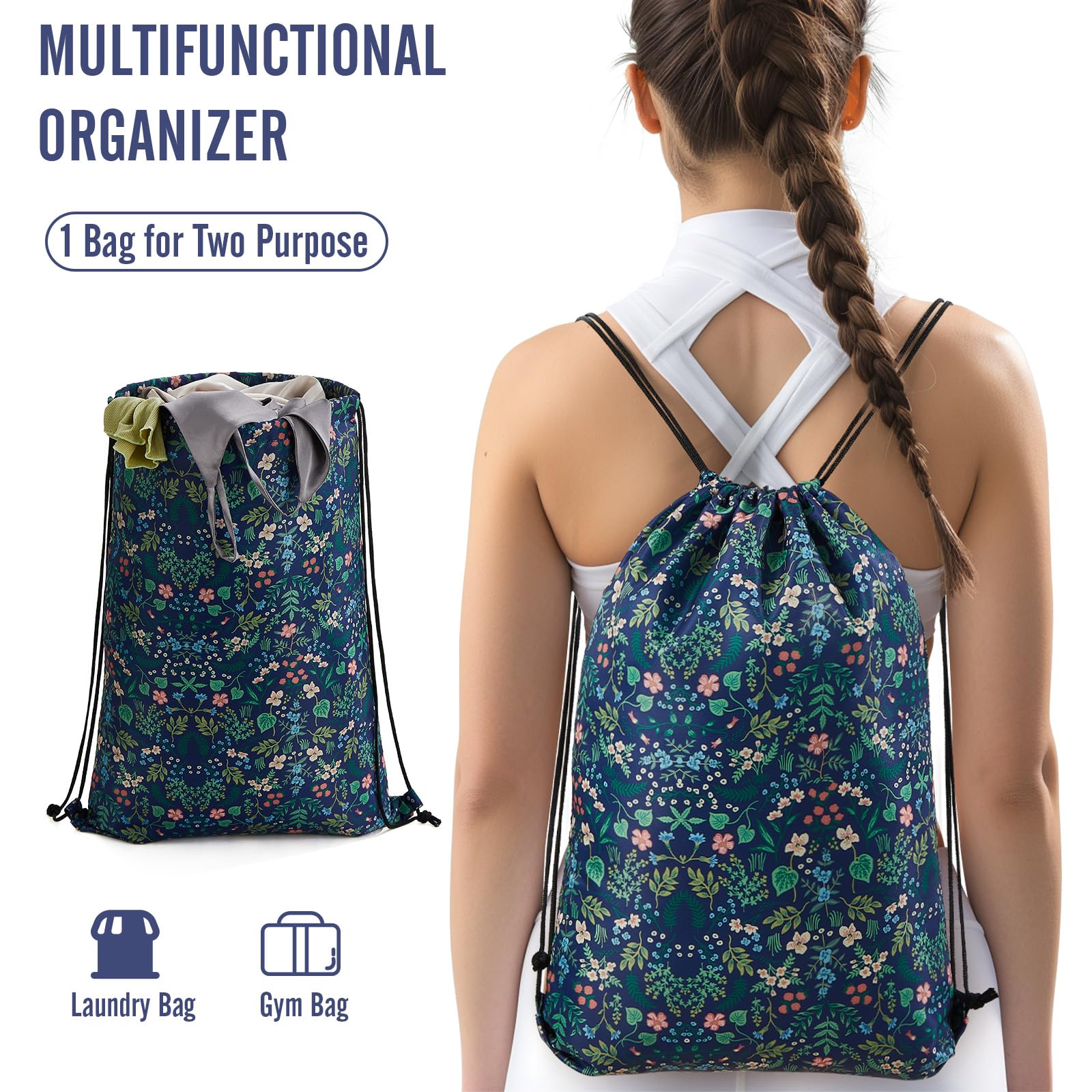 Veken 8 Piece Set Travel Packing Cubes | Blue Floral - aborderproducts